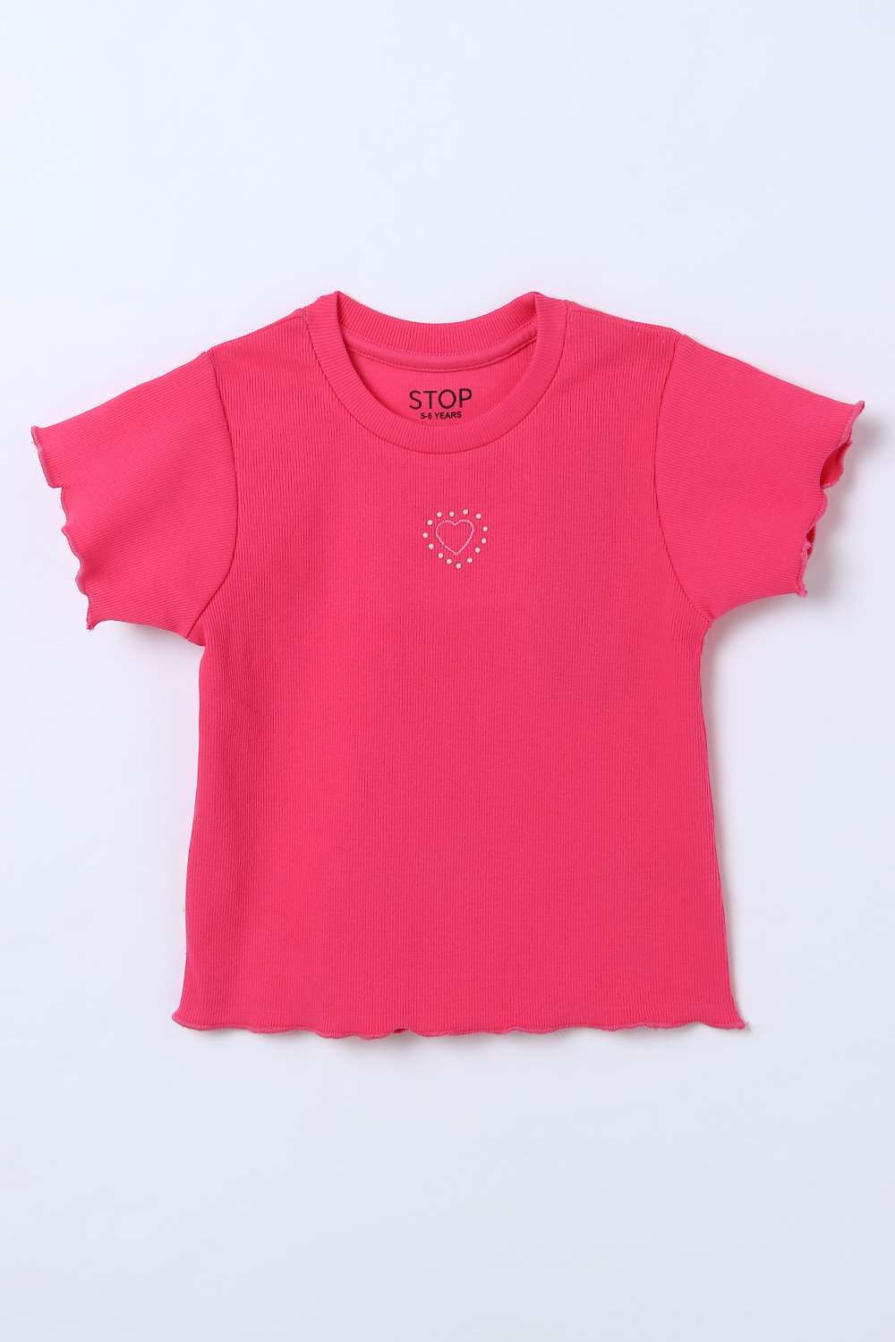 Solid-Blended-Fabric-Round-Neck-Girls-T-Shirt
