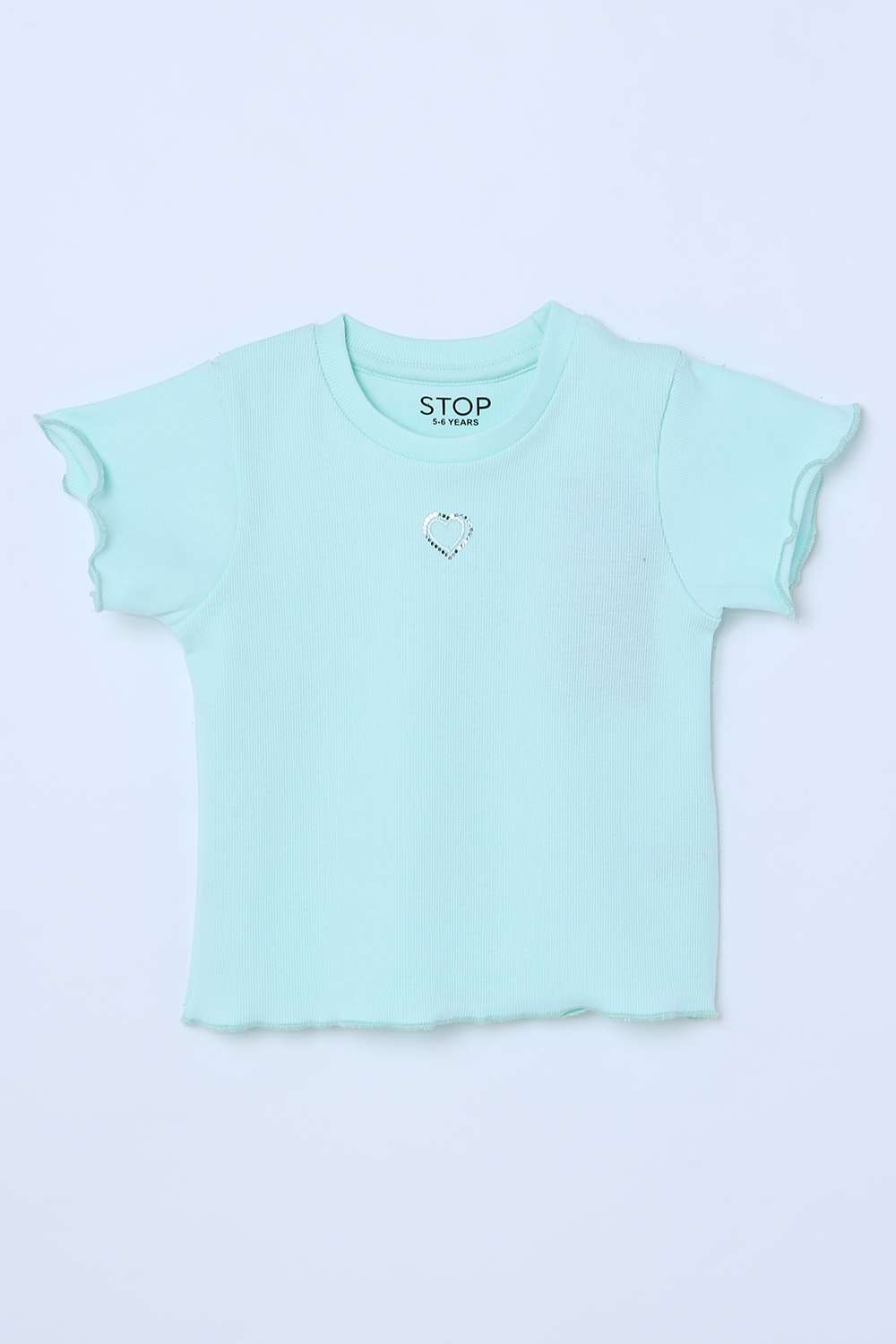 Solid-Blended-Fabric-Round-Neck-Girls-T-Shirt