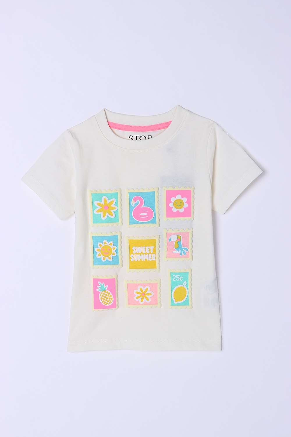 Graphic-Print-Blended-Fabric-Round-Neck-Girls-Top