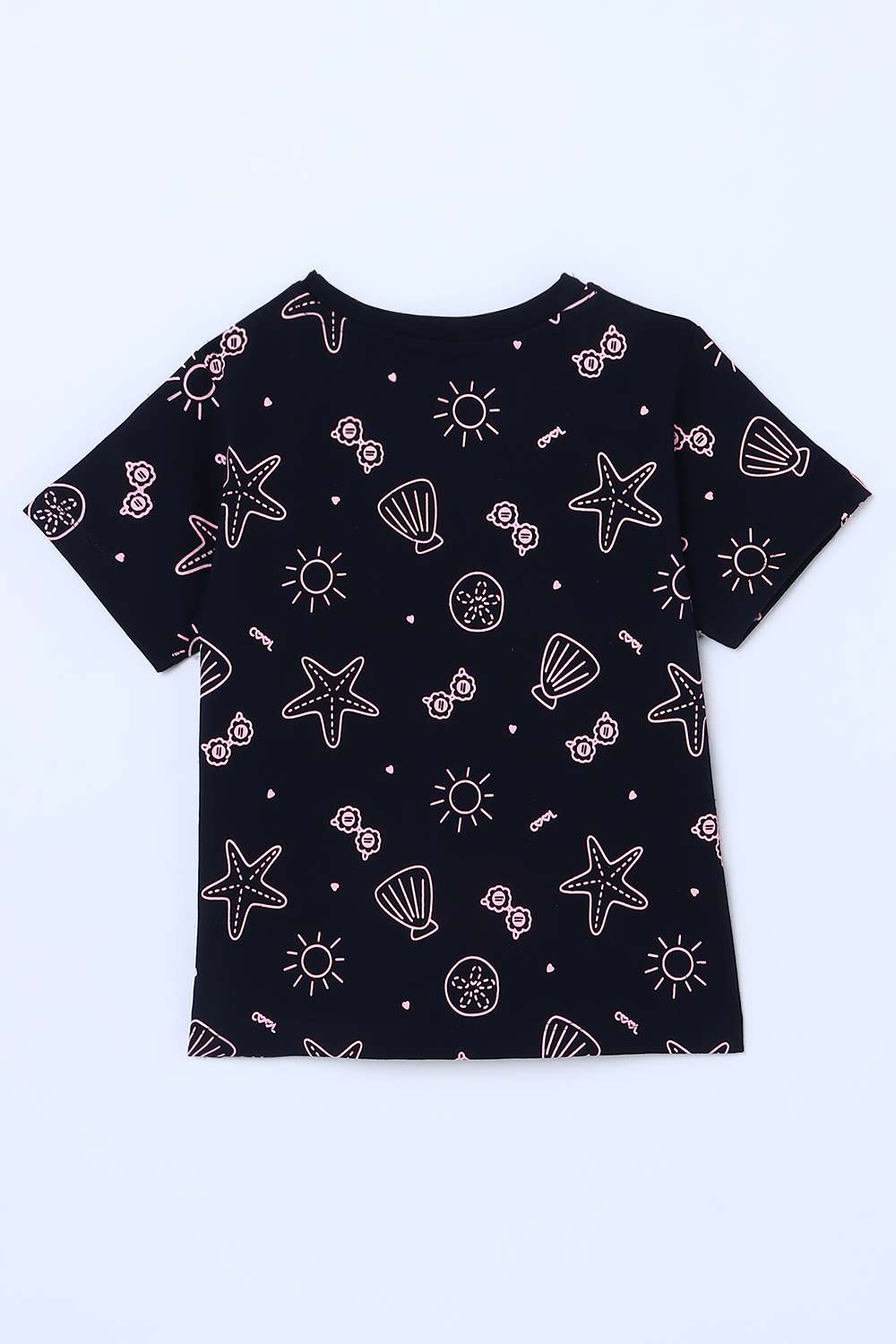 Graphic-Print-Blended-Fabric-Round-Neck-Girls-T-Shirt