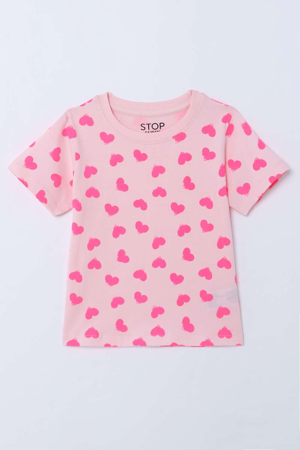 Graphic-Print-Blended-Fabric-Round-Neck-Girls-T-Shirt