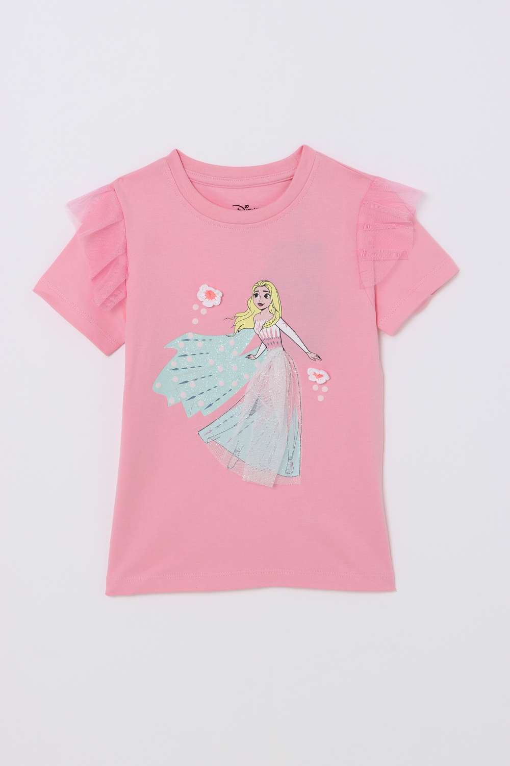 Character-Print-Blended-Fabric-Round-Neck-Girls-T-Shirt