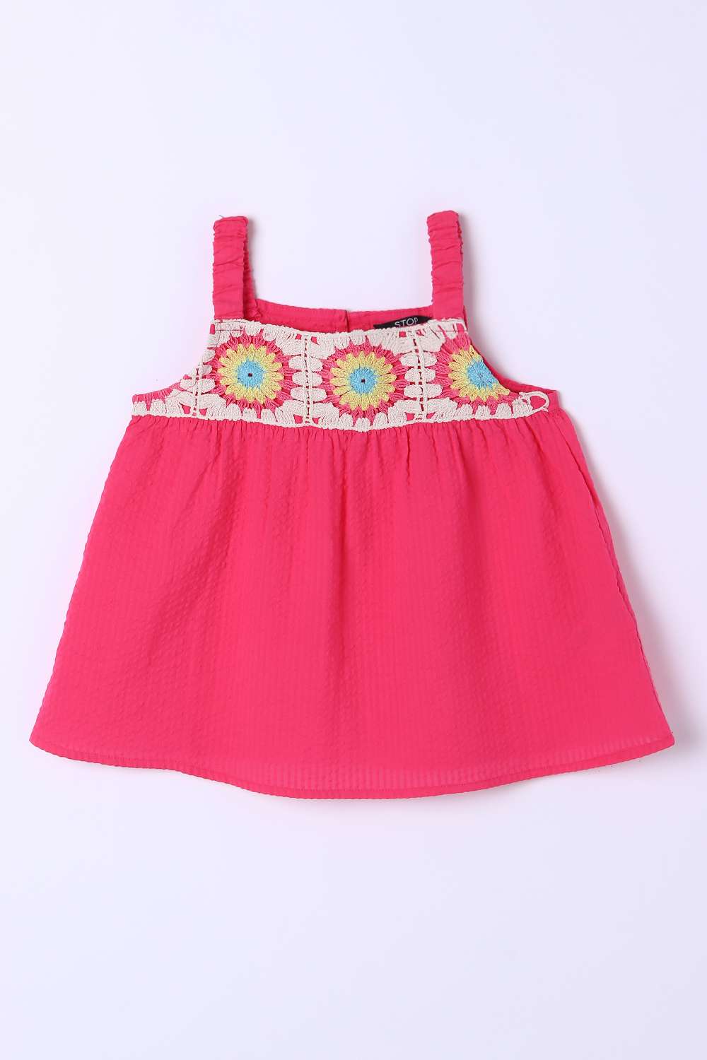 Solid-Blended-Fabric-Round-Neck-Girls-Top