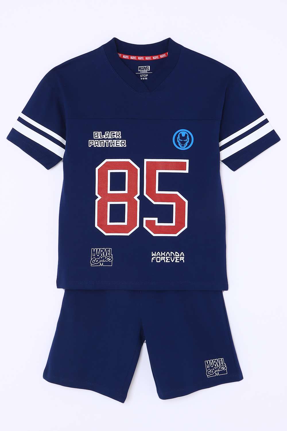 Solid-Cotton-V-Neck-Boys-Casual-Wear-Clothing-Set