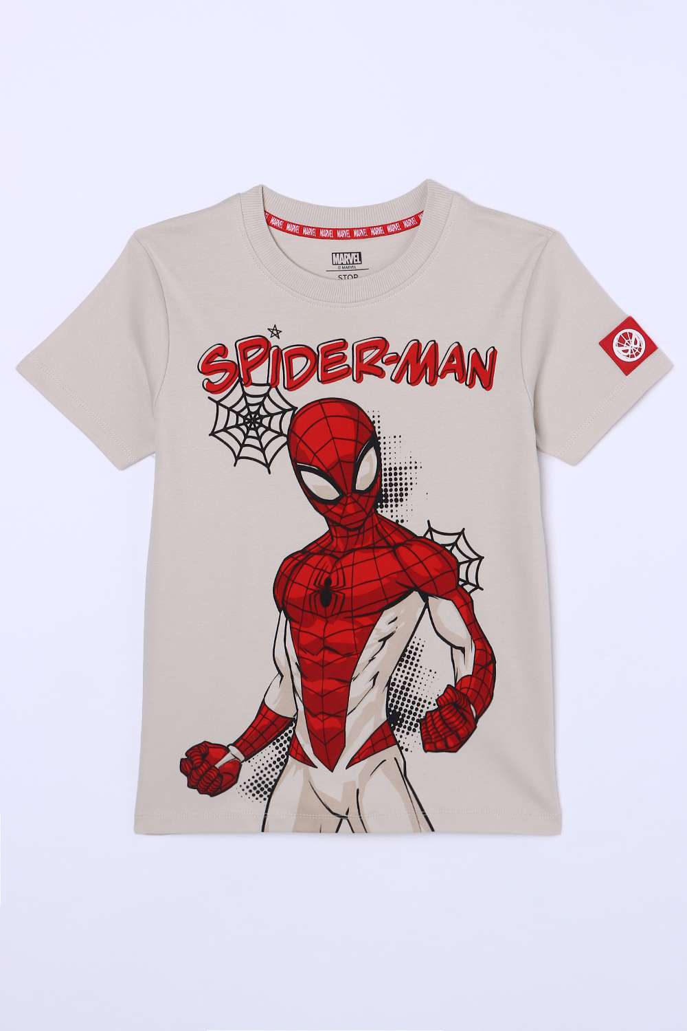 Graphic-Print-Blended-Fabric-Round-Neck-Boys-T-Shirt