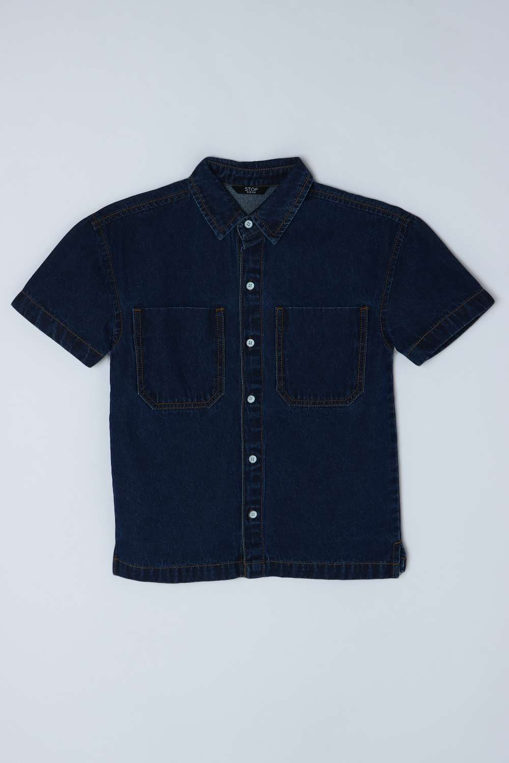 Solid-Blended-Fabric-Collared-Boys-Shirt