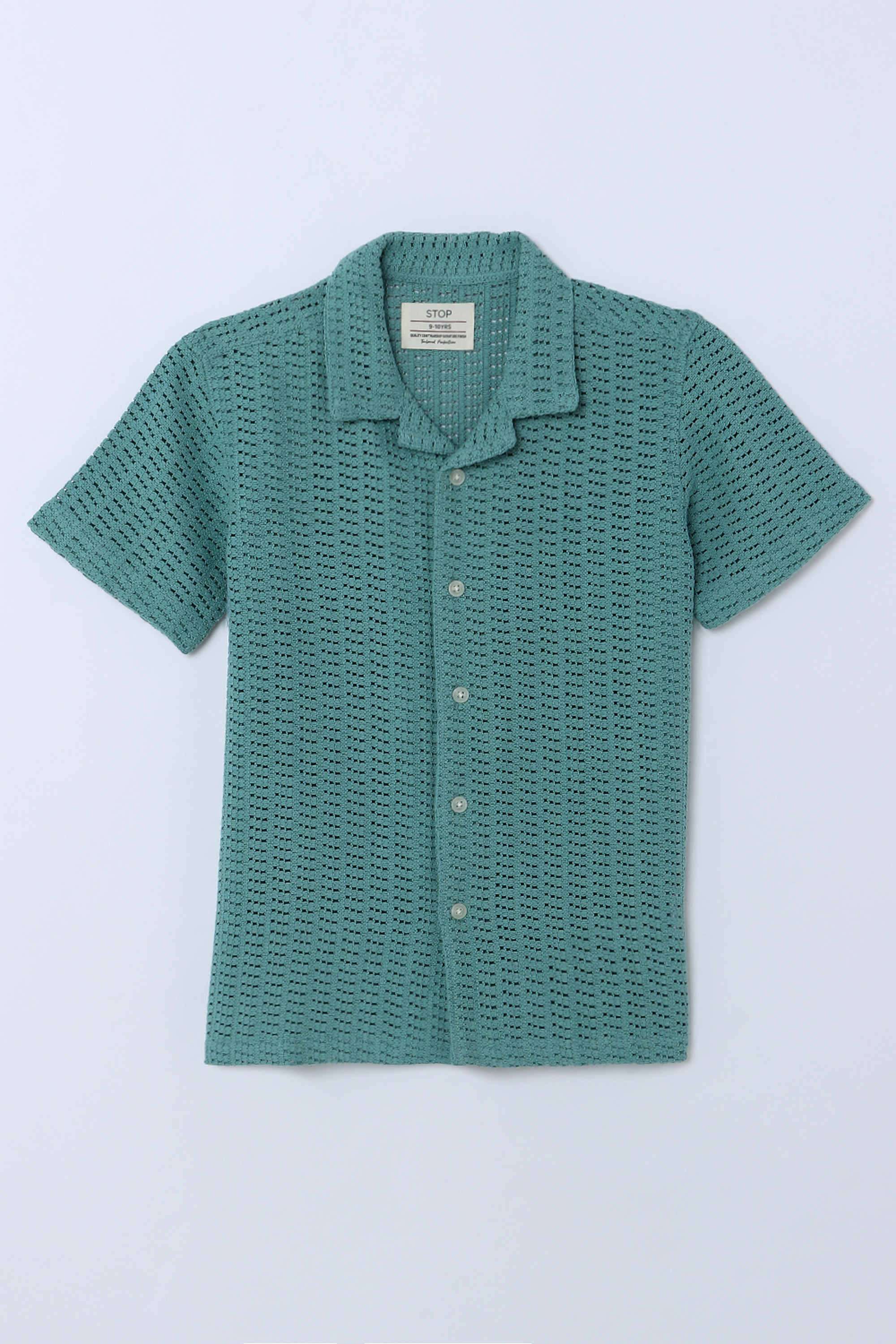 Solid-Blended-Fabric-Collared-Boys-Shirt