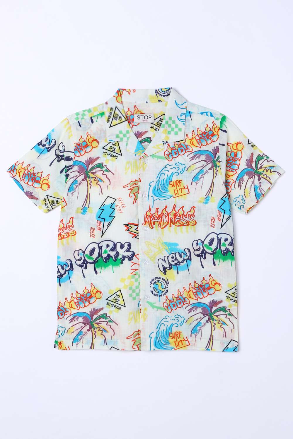 Printed-Blended-Fabric-Collared-Boys-Shirt