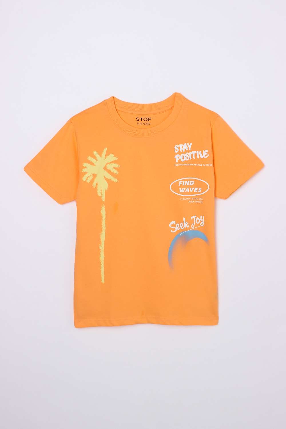 Graphic-Print-Blended-Fabric-Round-Neck-Boys-T-Shirt