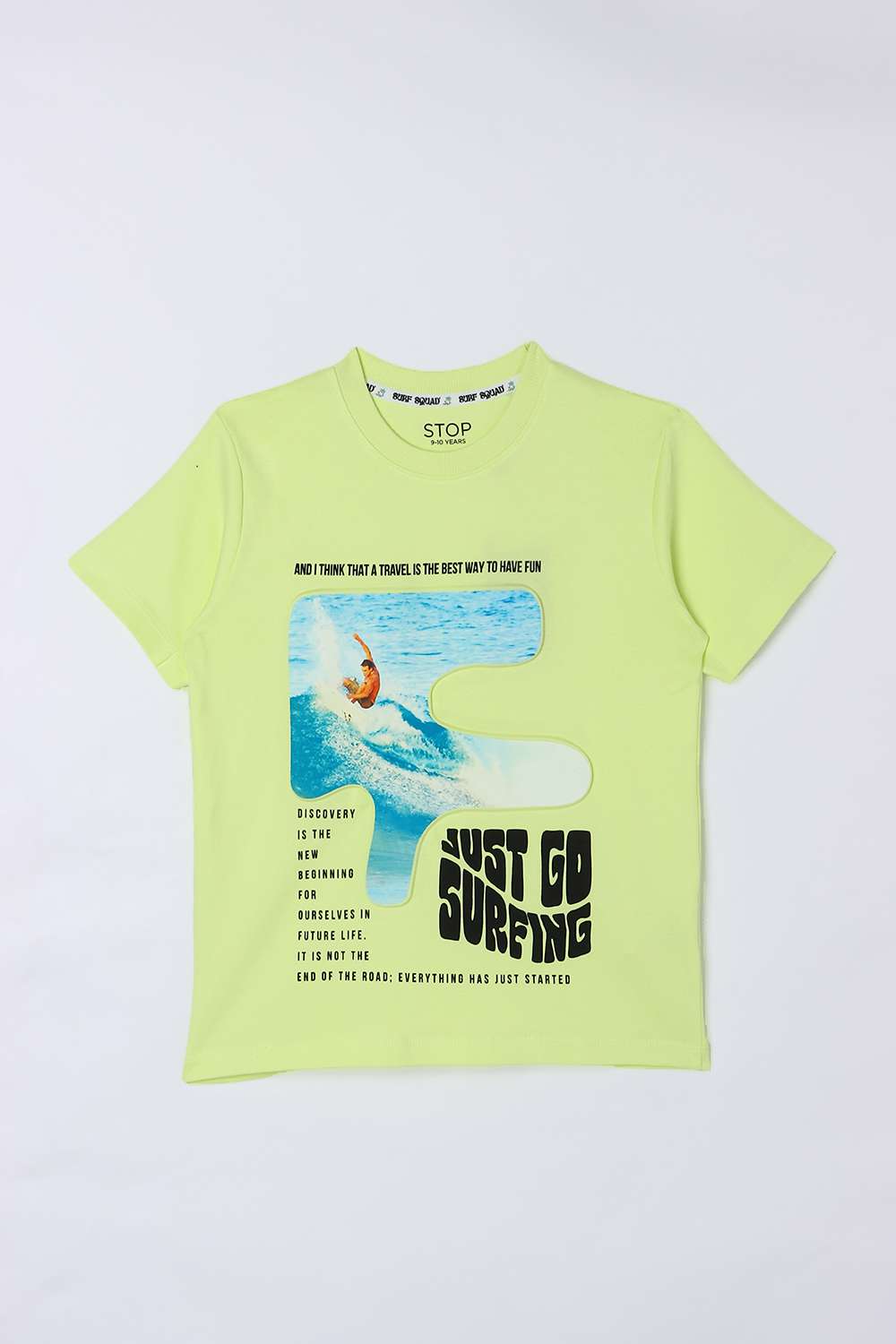 Graphic-Print-Blended-Fabric-Round-Neck-Boys-T-Shirt