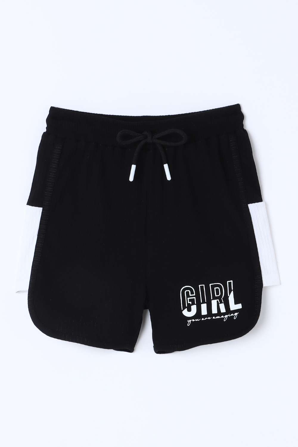 Graphic-Print-Blended-Fabric-Regular-Fit-Girls-Shorts