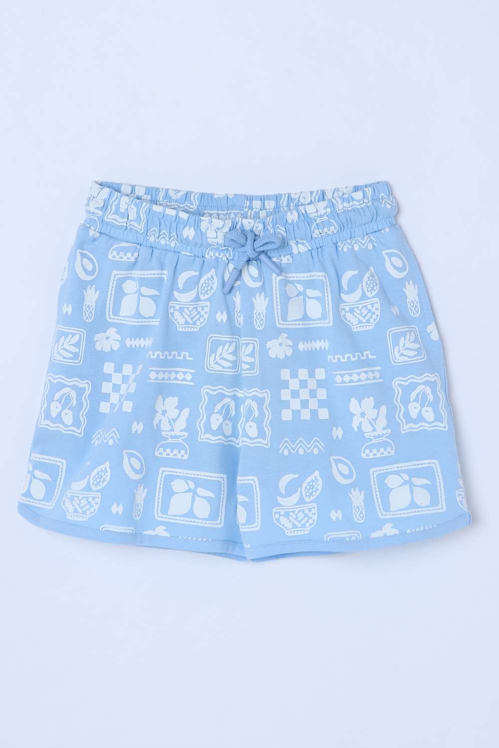 Graphic-Print-Blended-Fabric-Regular-Fit-Girls-Shorts