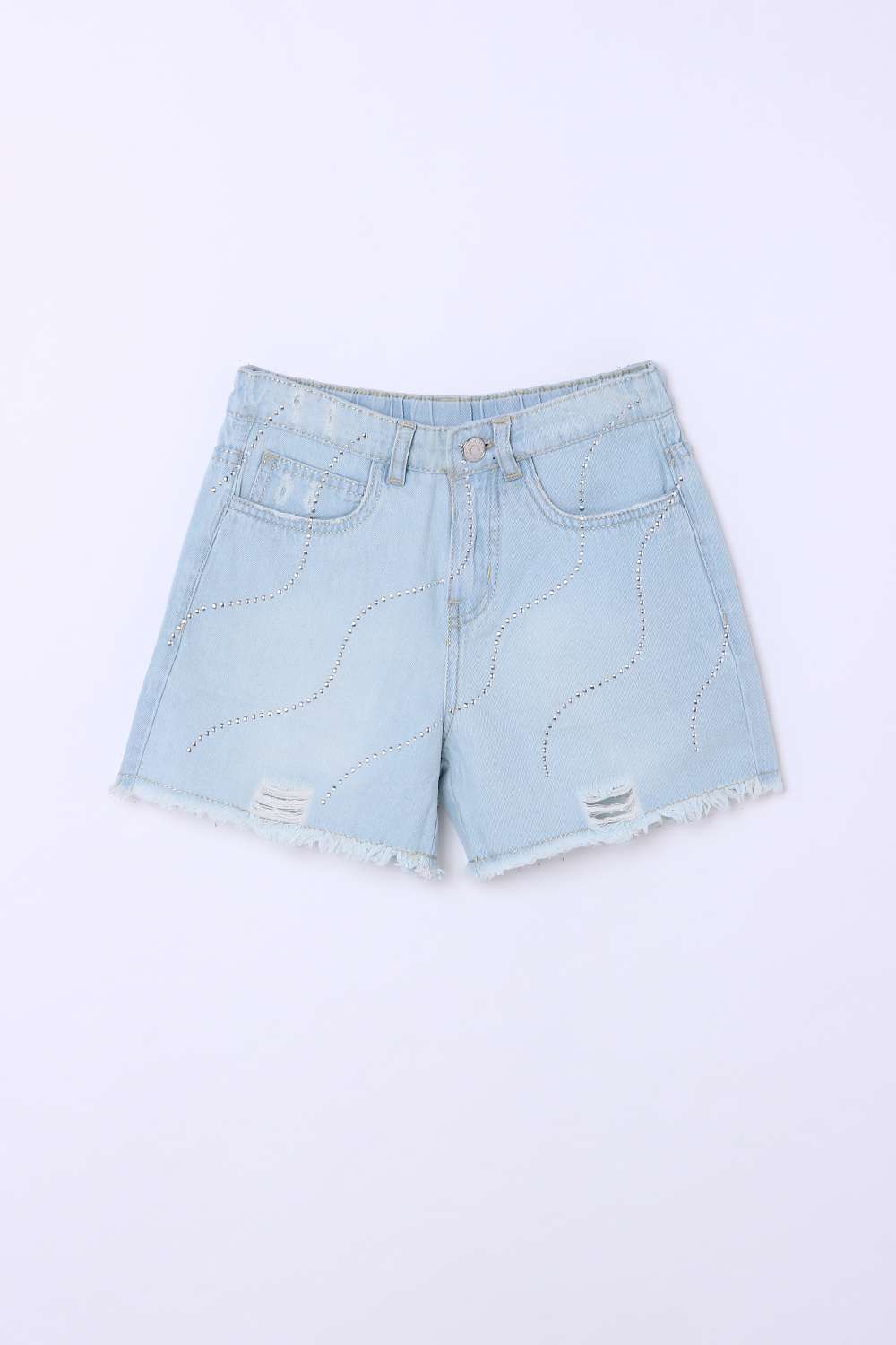 Embellished-Blended-Fabric-Regular-Fit-Girls-Shorts