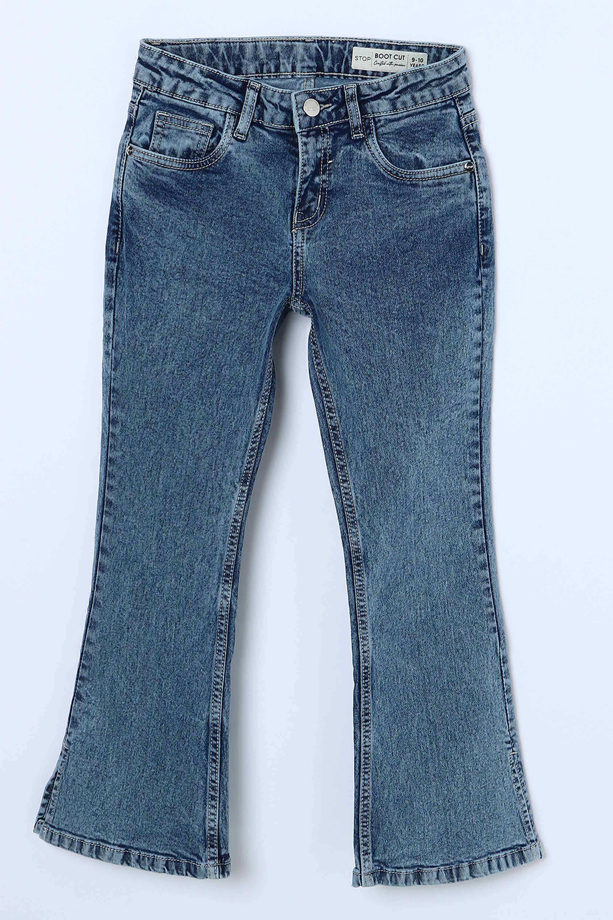 Solid-Blended-Fabric-Regular-Fit-Girls-Jeans