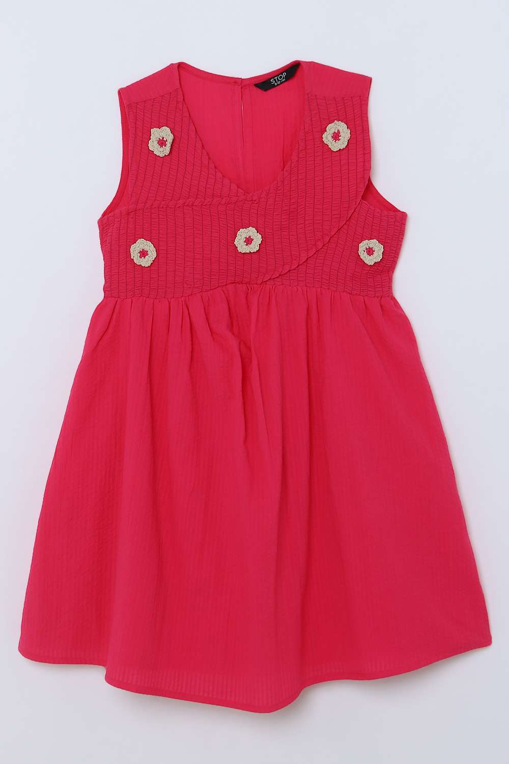 Solid-Blended-Fabric-Round-Neck-Girls-Casual-Wear-Dress
