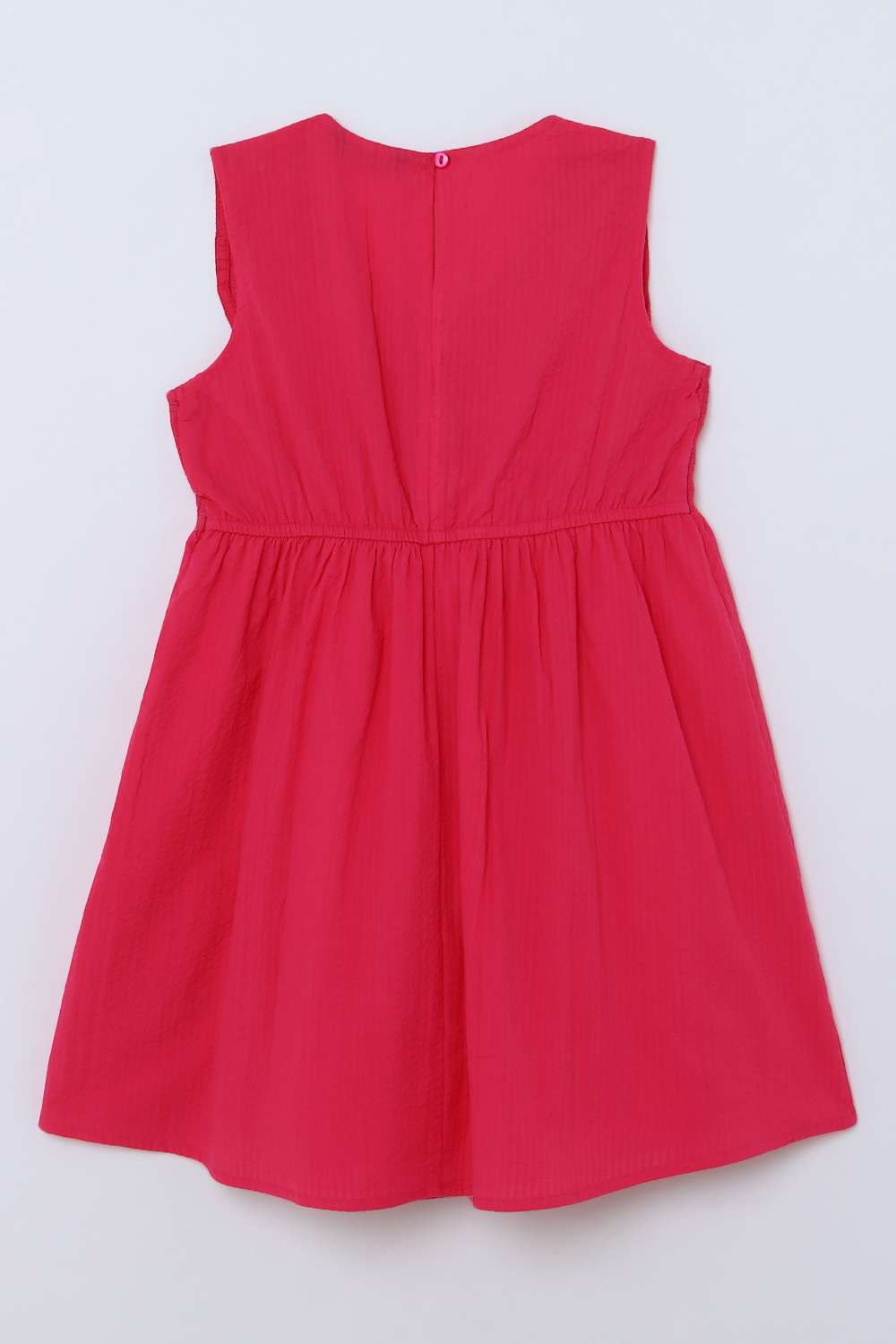 Solid-Blended-Fabric-Round-Neck-Girls-Casual-Wear-Dress