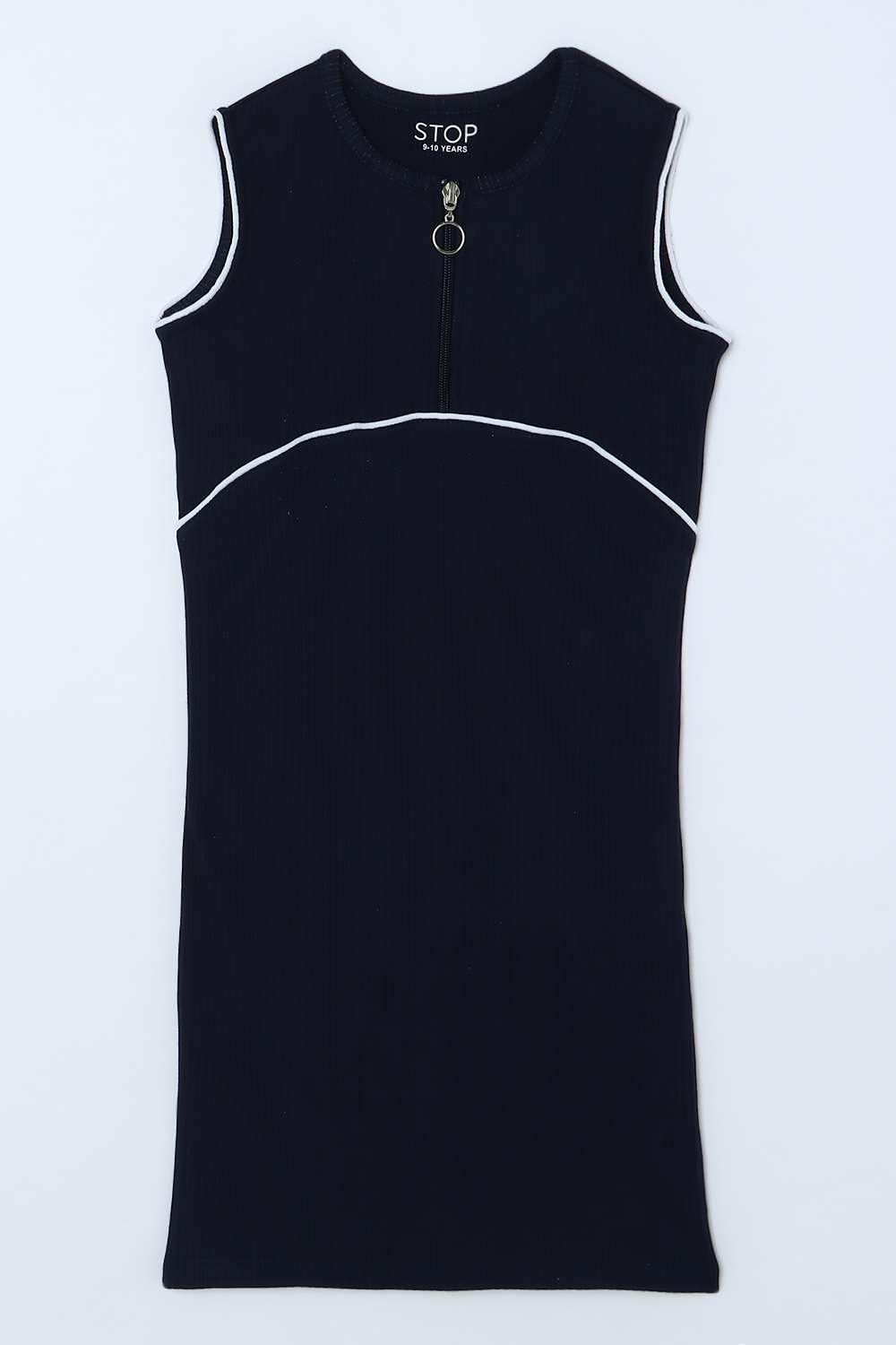Solid-Blended-Fabric-High-Neck-Girls-Casual-Wear-Dress