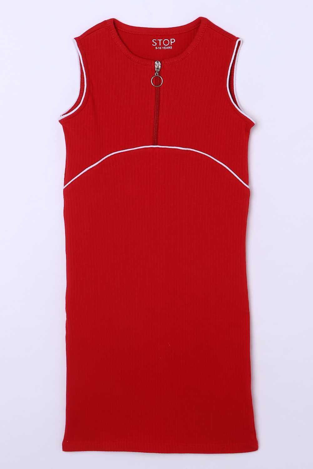 Solid-Blended-Fabric-High-Neck-Girls-Casual-Wear-Dress