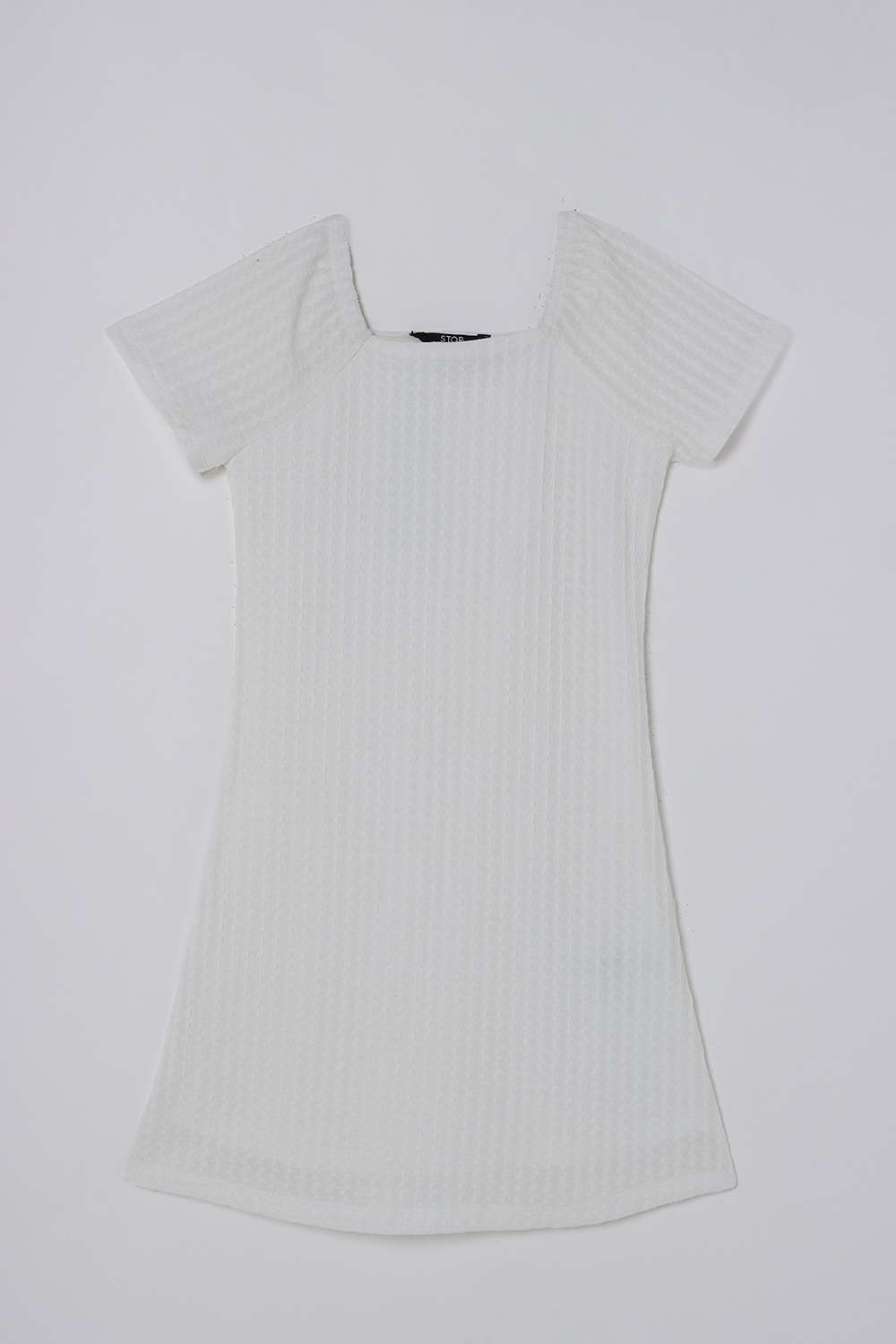 Textured-Blended-Fabric-Square-Neck-Girls-Casual-Wear-Dress