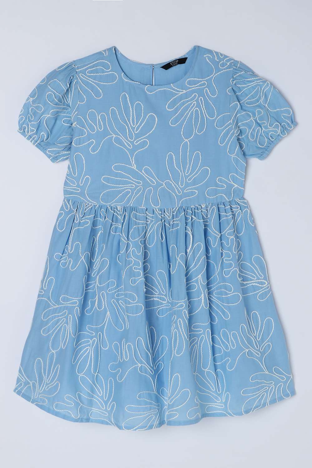 Floral-Blended-Fabric-Round-Neck-Girls-Casual-Wear-Dress