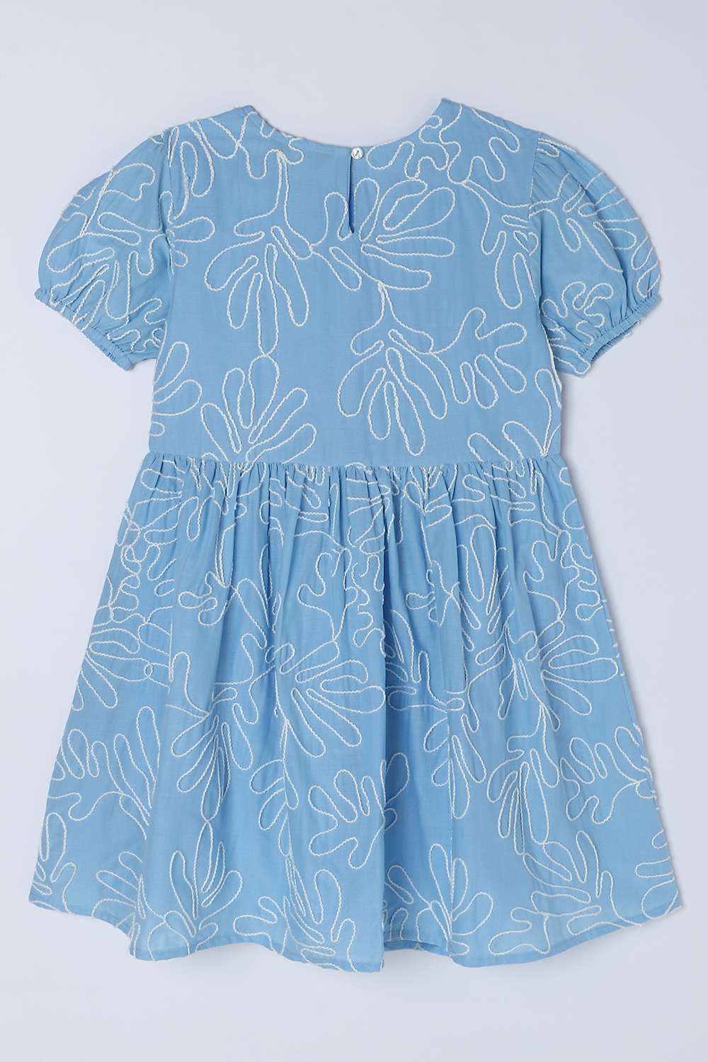 Floral-Blended-Fabric-Round-Neck-Girls-Casual-Wear-Dress