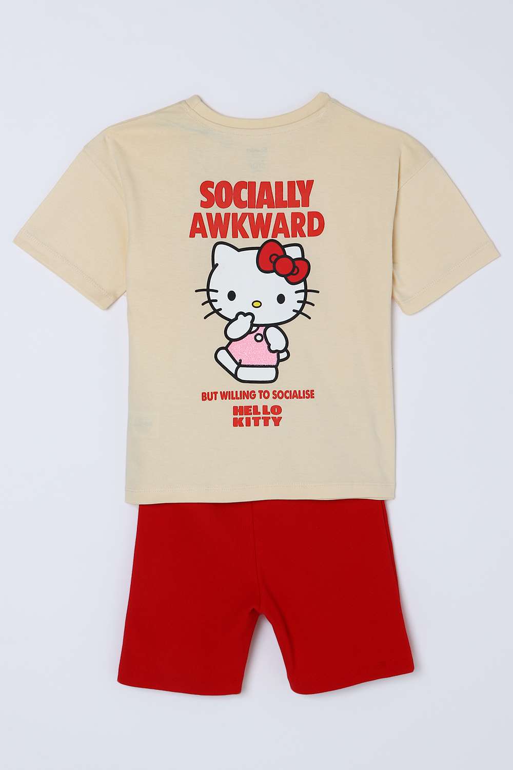 Character-Print-Blended-Fabric-Round-Neck-Girls-Casual-Wear-Clothing-Set