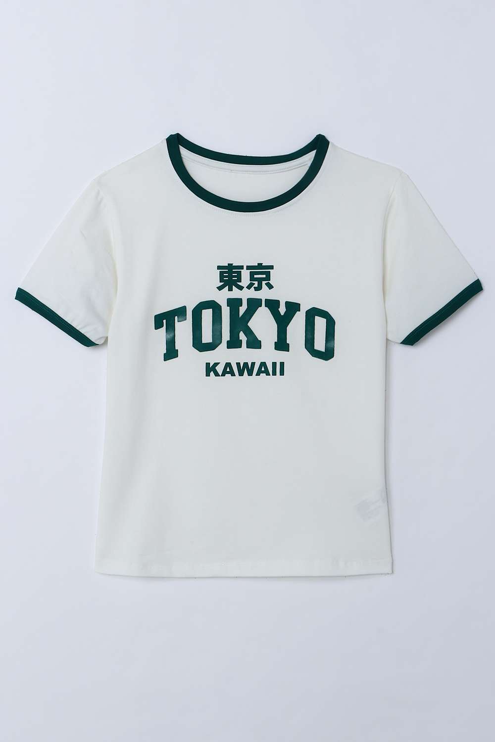 Graphic-Print-Blended-Fabric-Round-Neck-Girls-T-Shirt