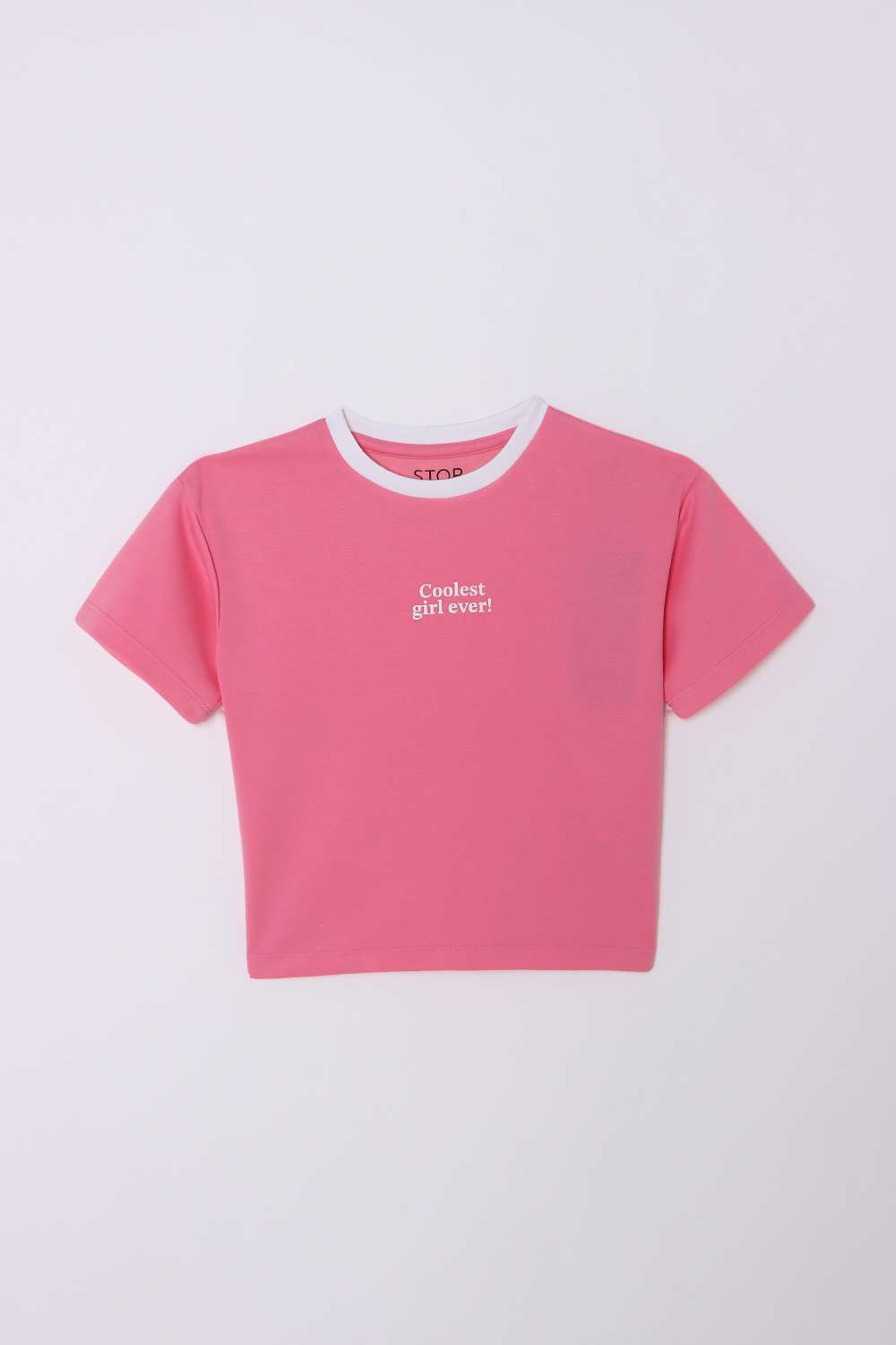 Graphic-Print-Blended-Fabric-Round-Neck-Girls-T-Shirt