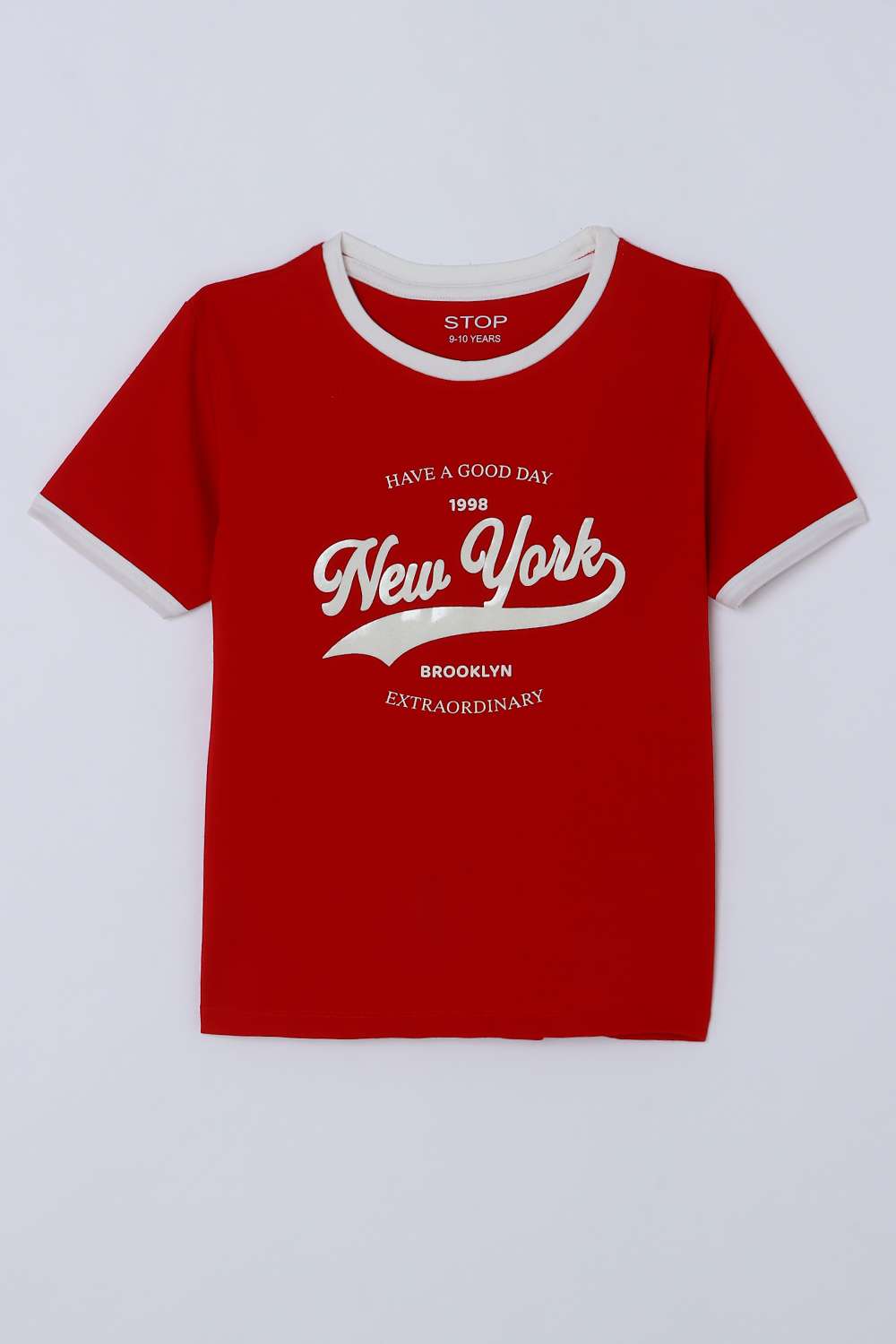 Graphic-Print-Blended-Fabric-Round-Neck-Girls-T-Shirt