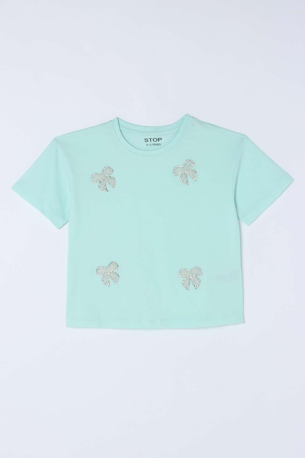 Embellished-Blended-Fabric-Round-Neck-Girls-T-Shirt