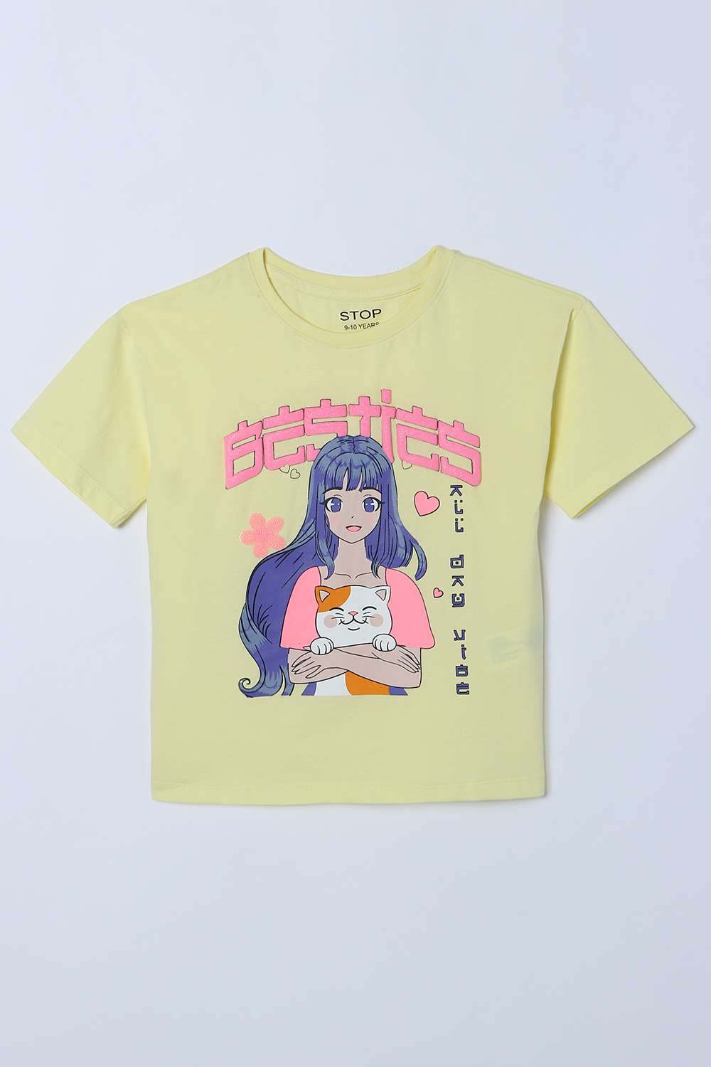 Character-Print-Blended-Fabric-Round-Neck-Girls-T-Shirt