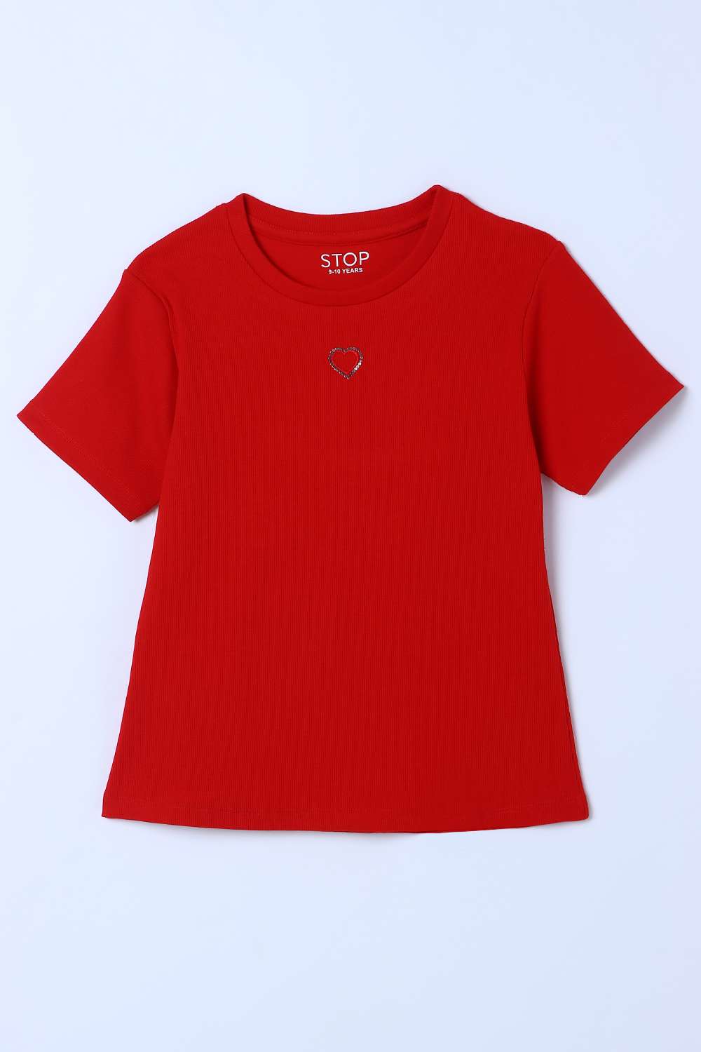 Solid-Blended-Fabric-Round-Neck-Girls-T-Shirt