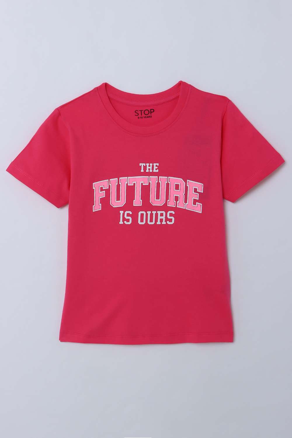 Graphic-Print-Blended-Fabric-Round-Neck-Girls-T-Shirt