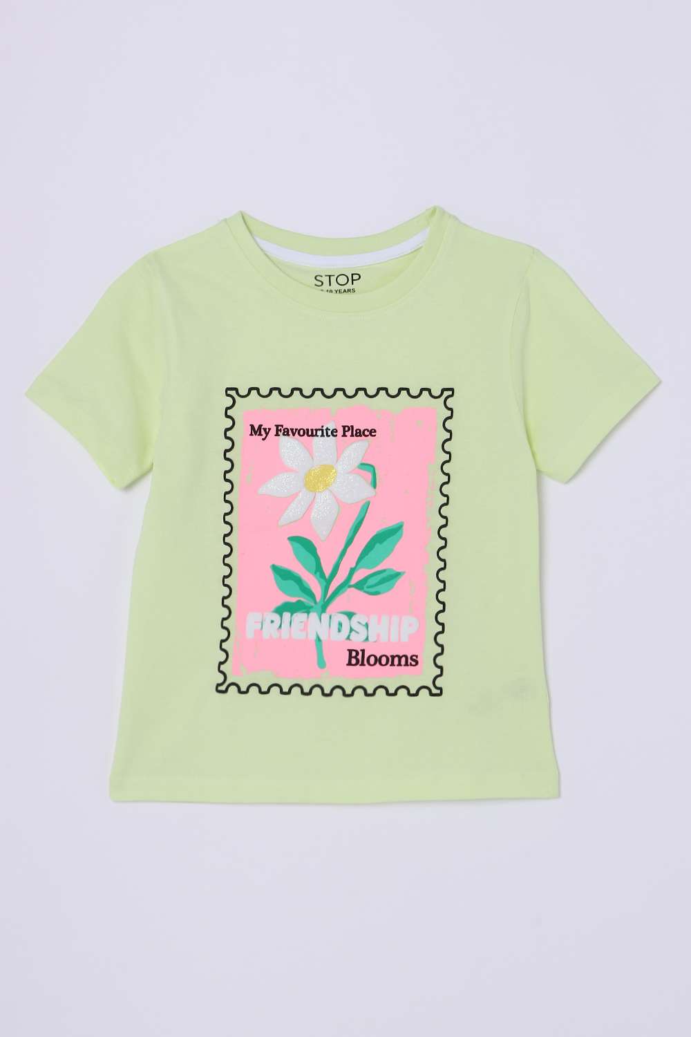 Solid-Blended-Fabric-Girls-T-Shirt