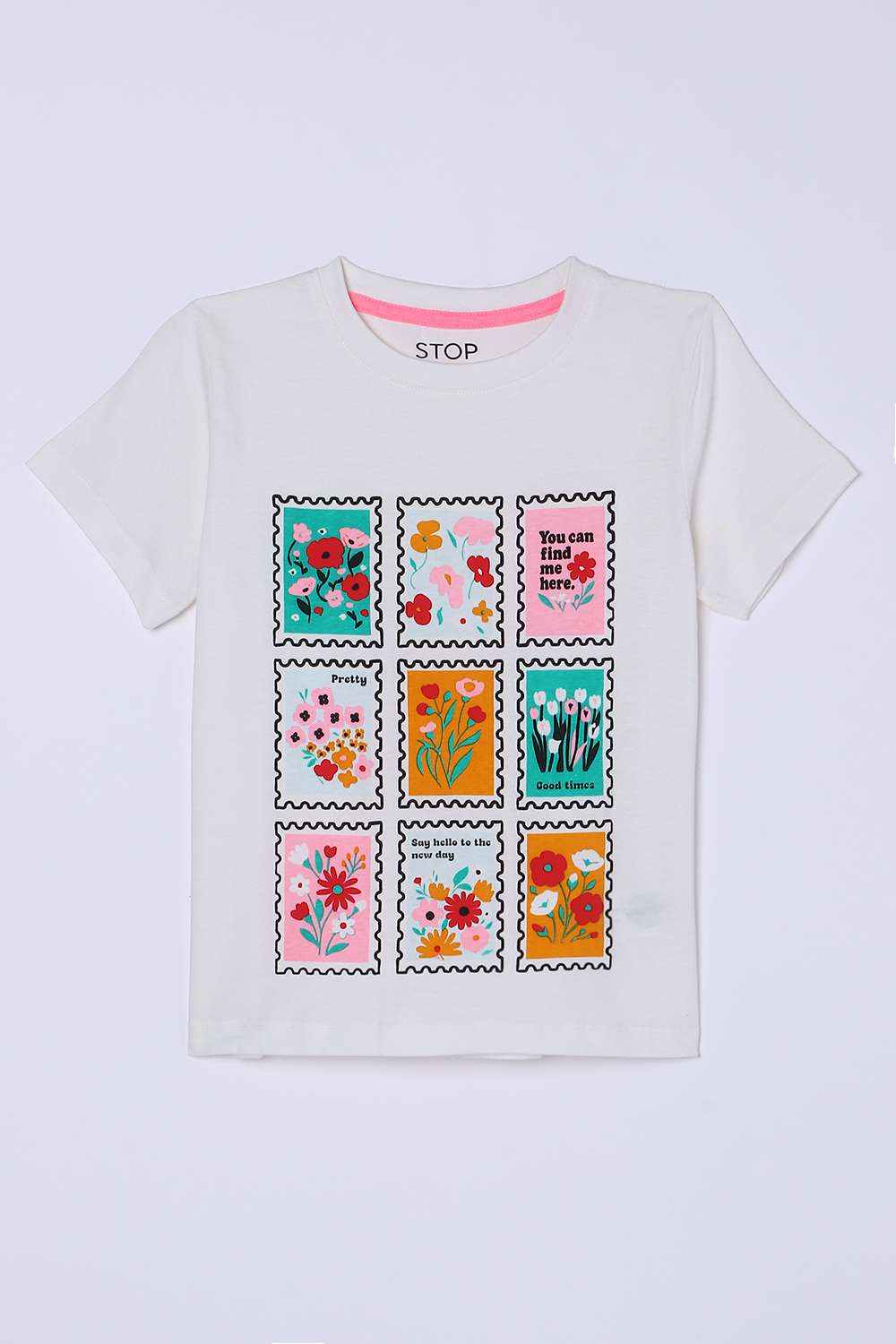 Solid-Blended-Fabric-Girls-T-Shirt