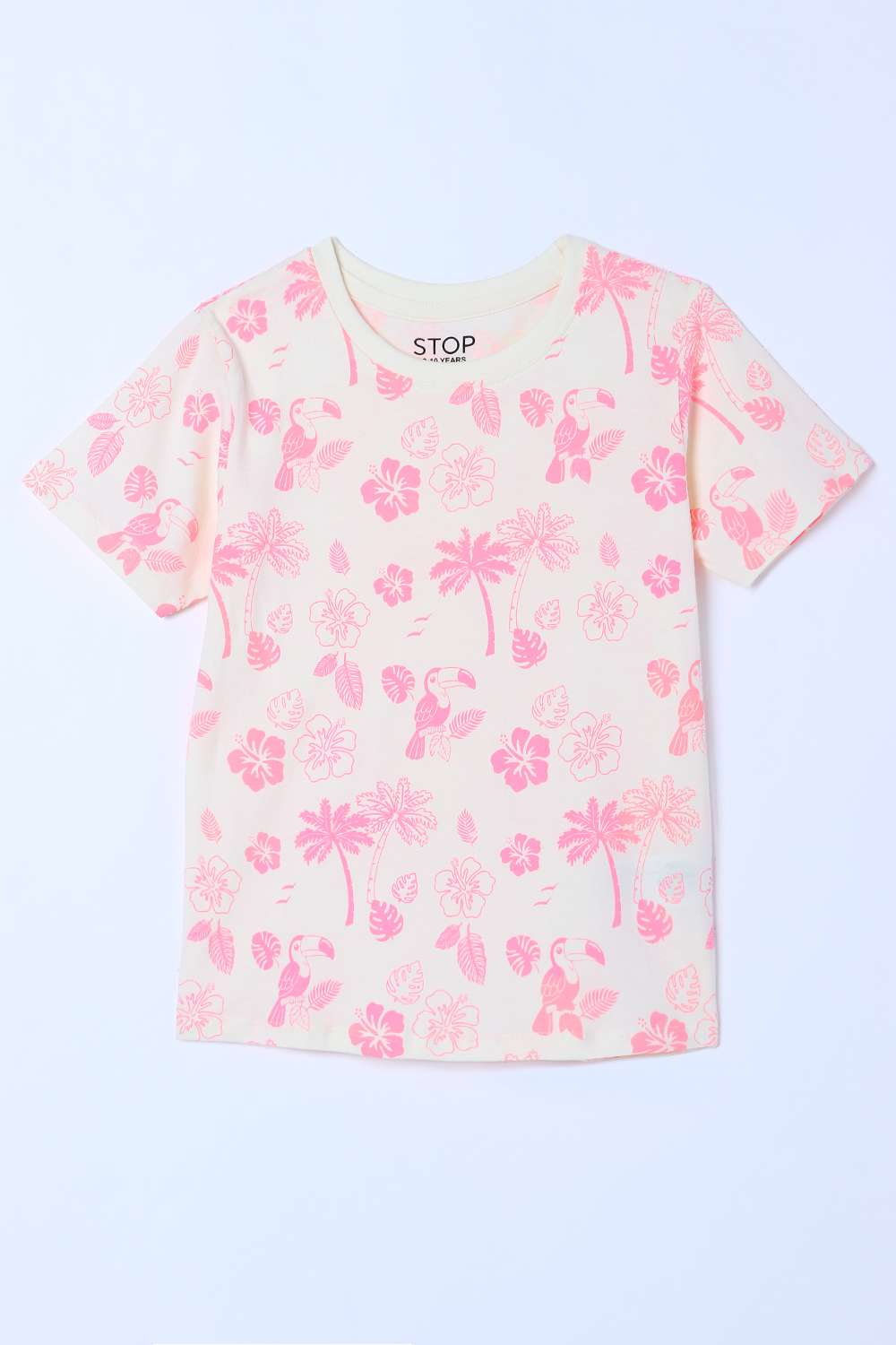 Solid-Blended-Fabric-Round-Neck-Girls-T-Shirt