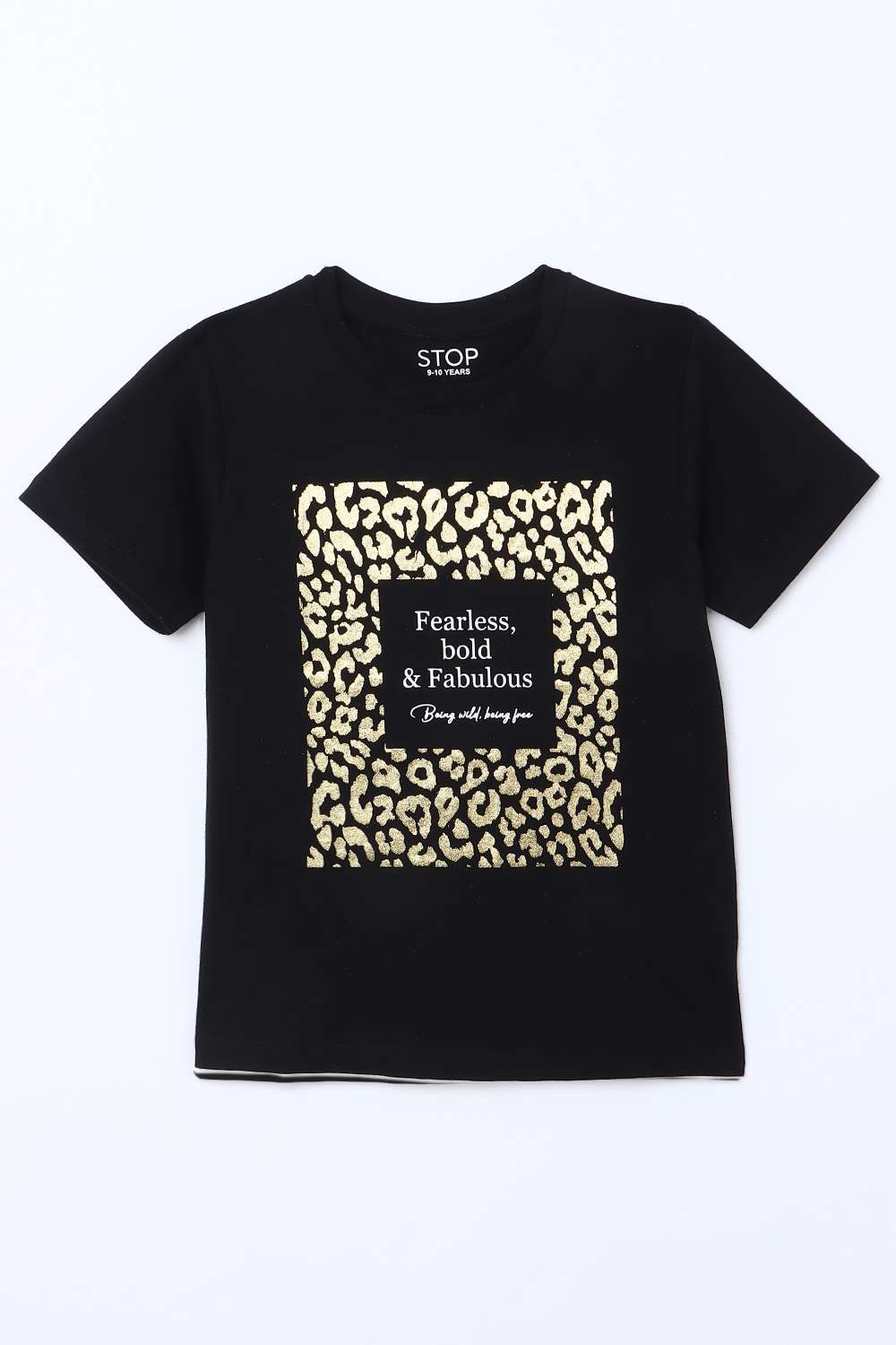 Graphic-Print-Blended-Fabric-Round-Neck-Girls-T-Shirt