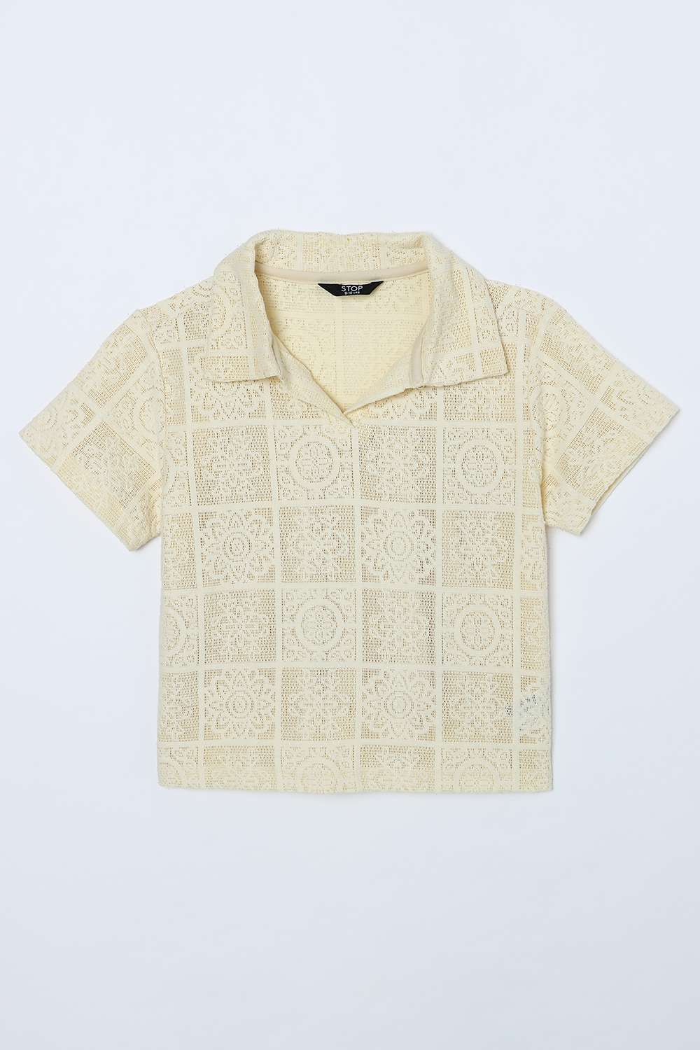 Solid-Blended-Fabric-Collared-Girls-T-Shirt