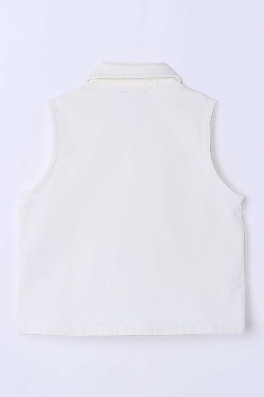 Solid-Blended-Fabric-Collared-Girls-Top
