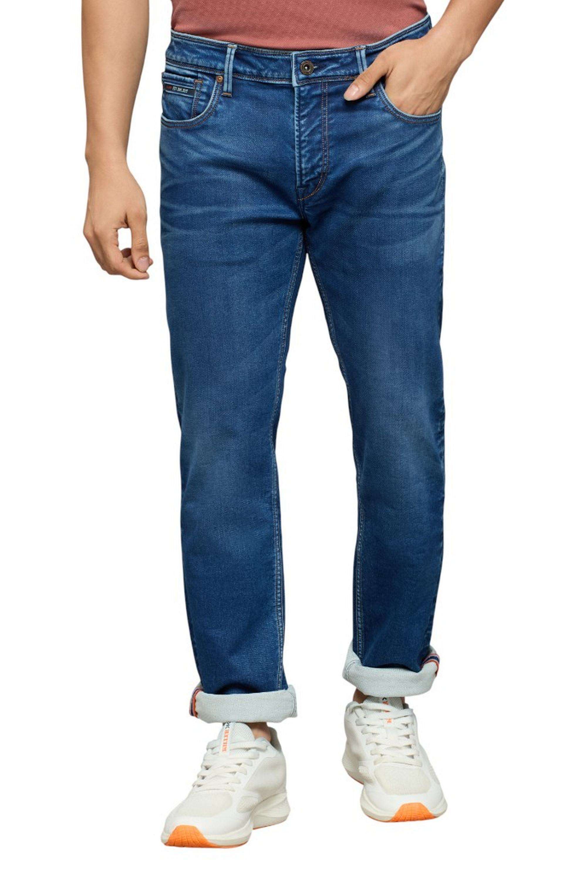 Solid-Polyester-Cotton-Skinny-Fit-Men-s-Jeans