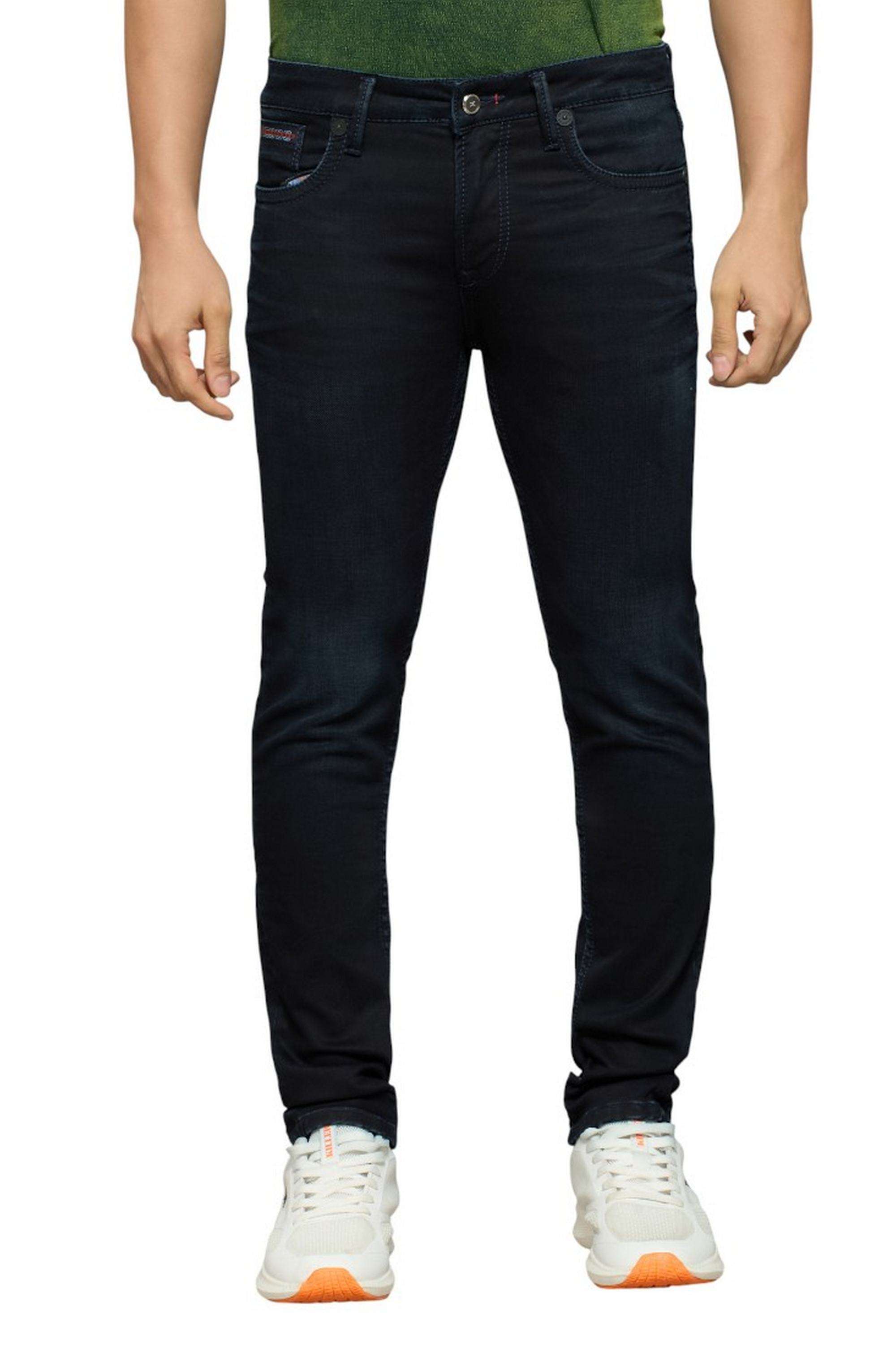 Solid-Polyester-Cotton-Slim-Fit-Men-s-Jeans