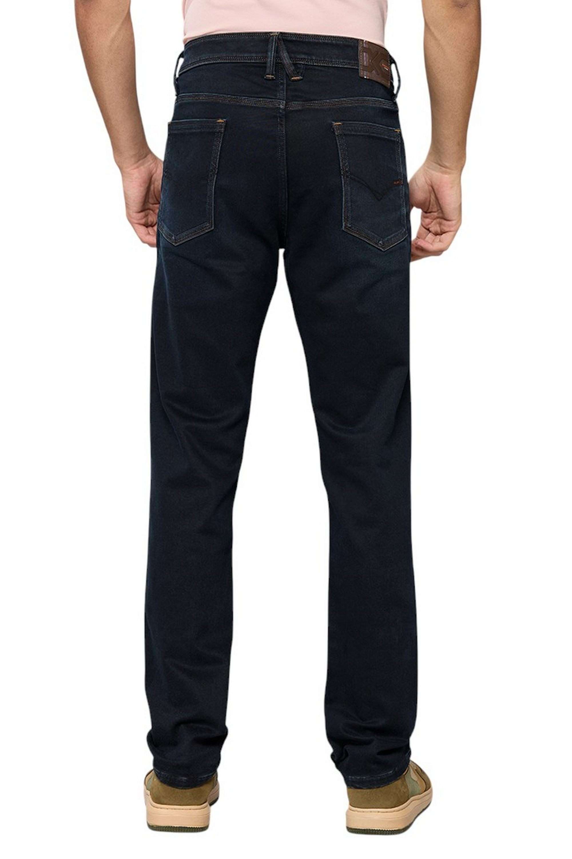 Solid-Polyester-Cotton-Slim-Fit-Men-s-Jeans