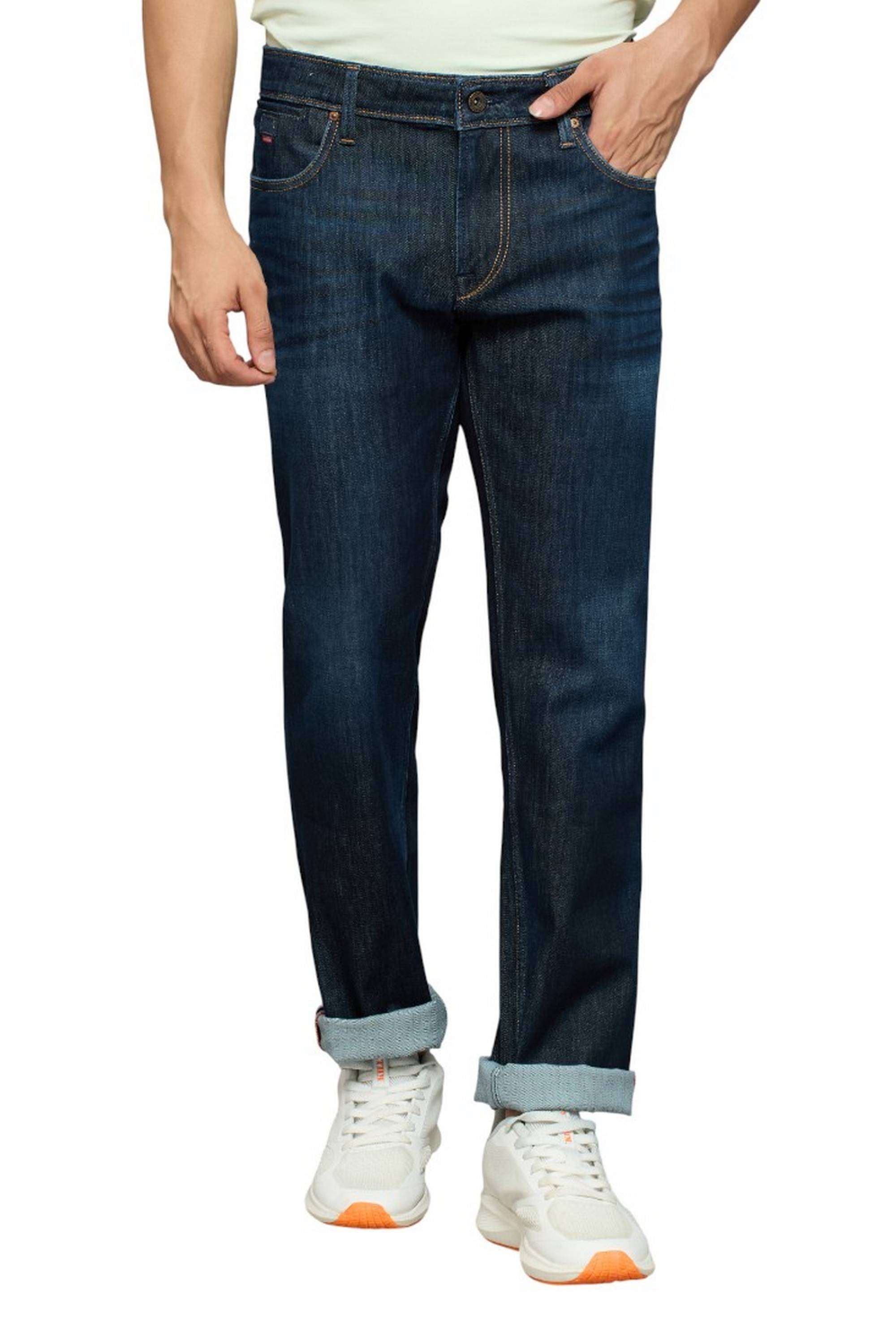 Solid-Polyester-Cotton-Slim-Fit-Men-s-Jeans