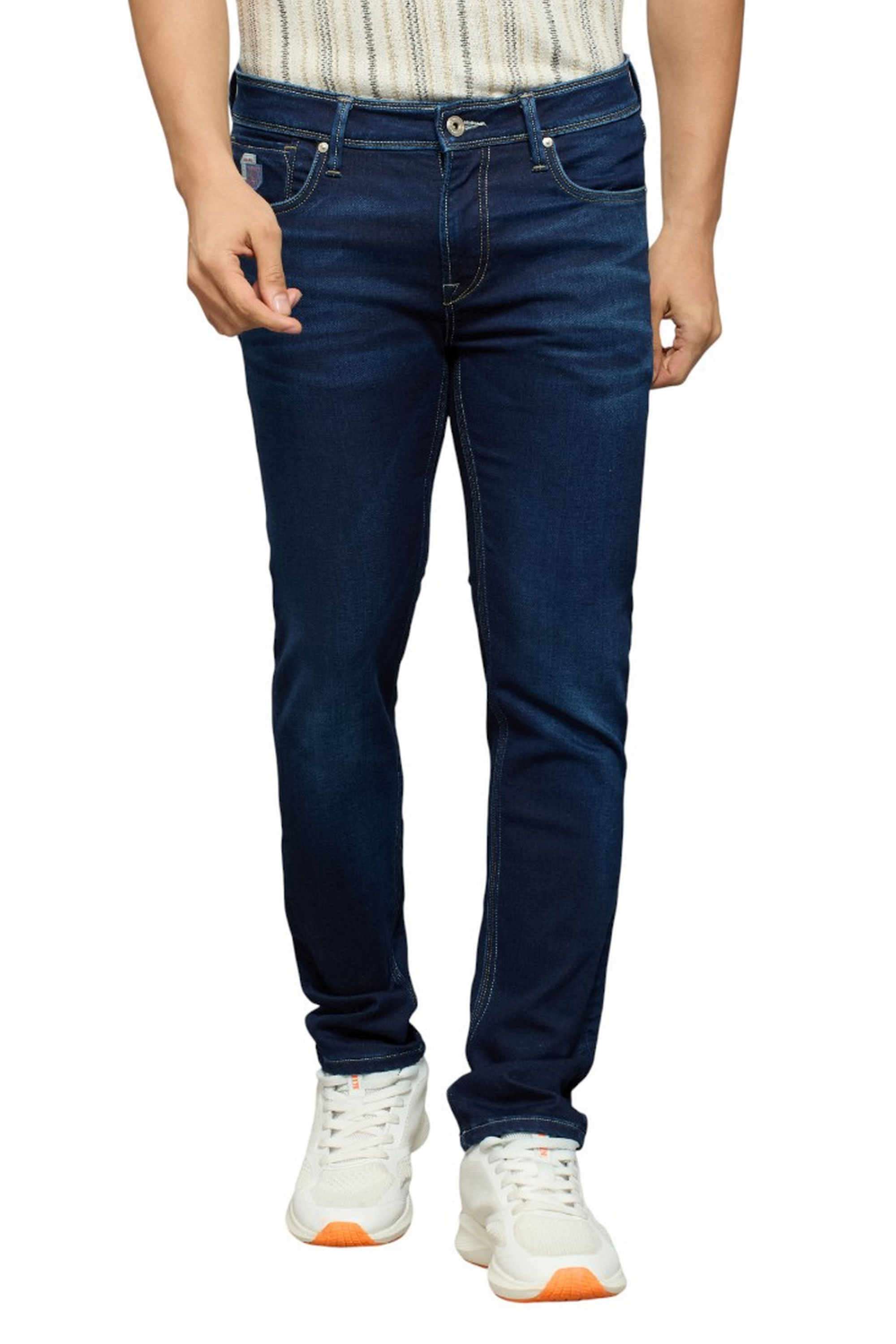 Solid-Polyester-Cotton-Slim-Fit-Men-s-Jeans