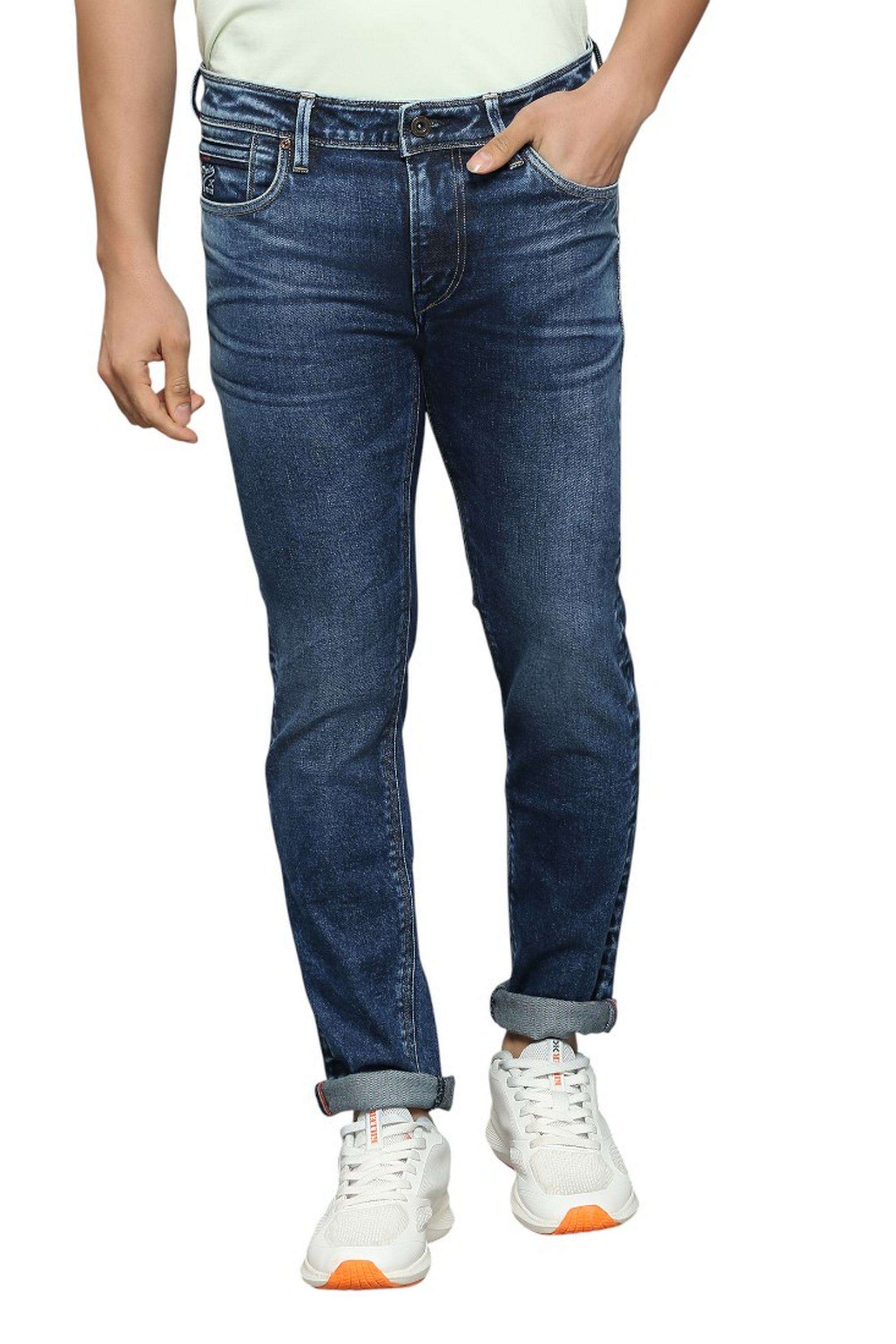 Solid-Polyester-Cotton-Slim-Fit-Men-s-Jeans