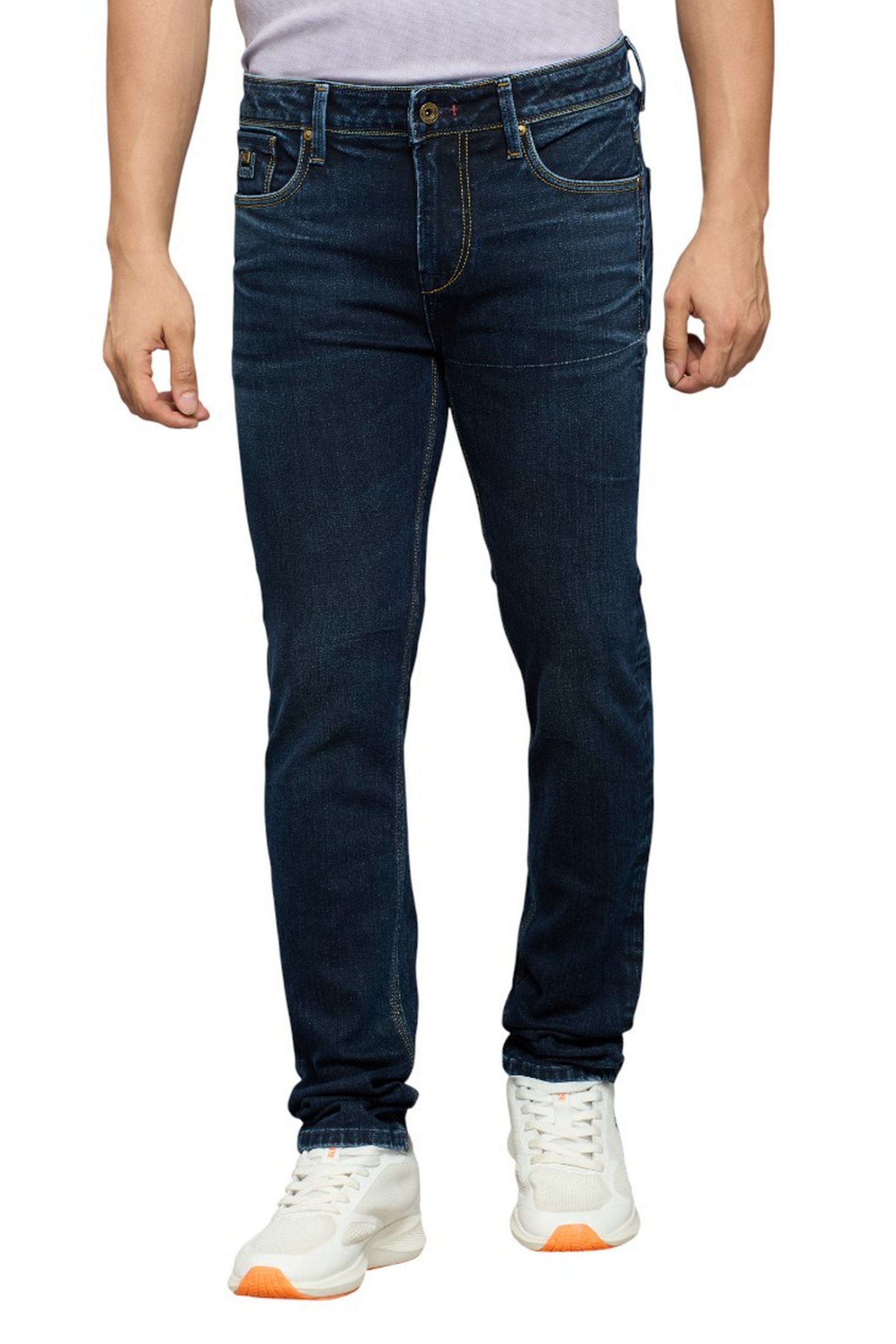 Solid-Polyester-Cotton-Slim-Fit-Men-s-Jeans
