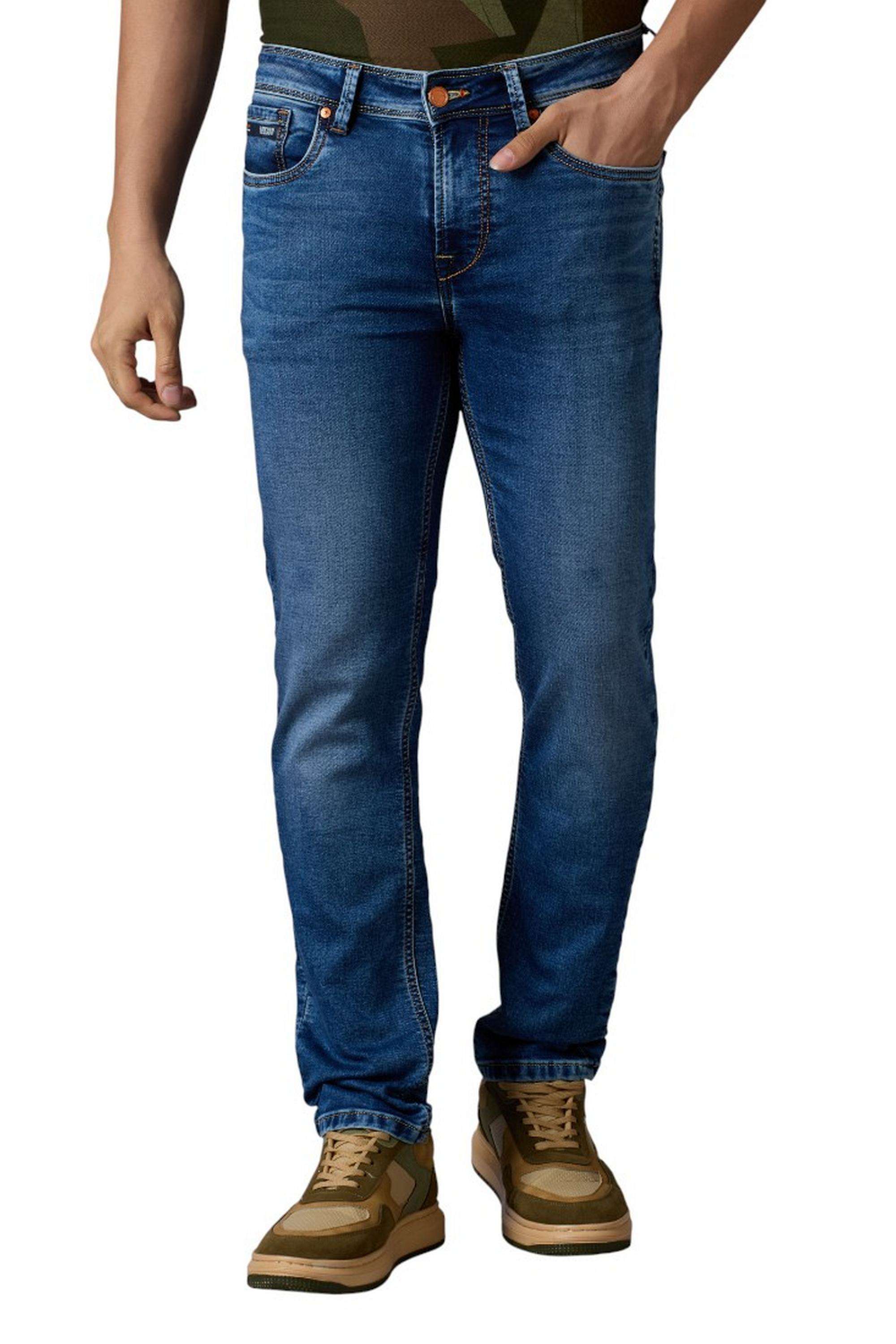 Solid-Polyester-Cotton-Slim-Fit-Men-s-Jeans