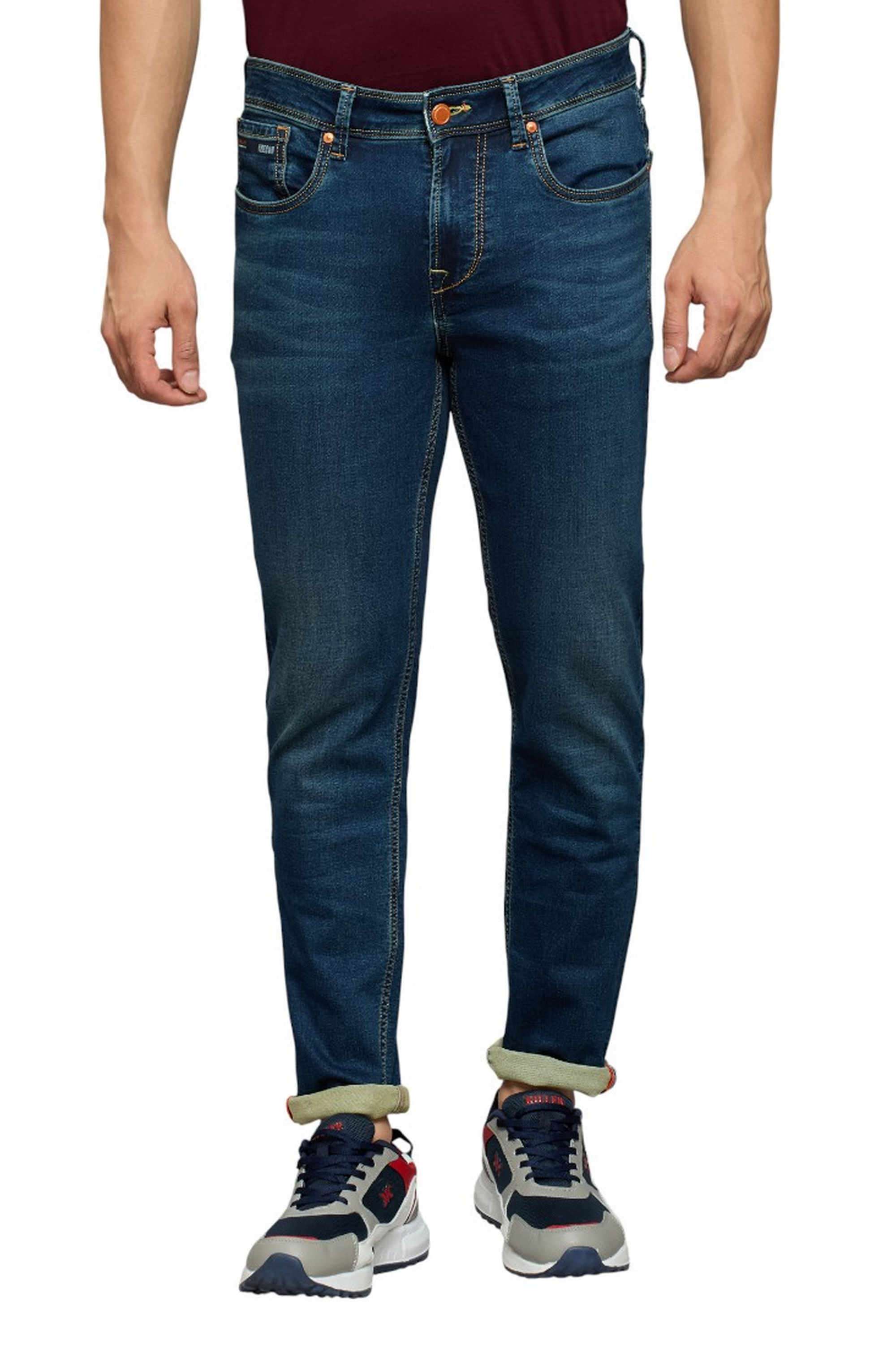 Solid-Polyester-Cotton-Slim-Fit-Men-s-Jeans