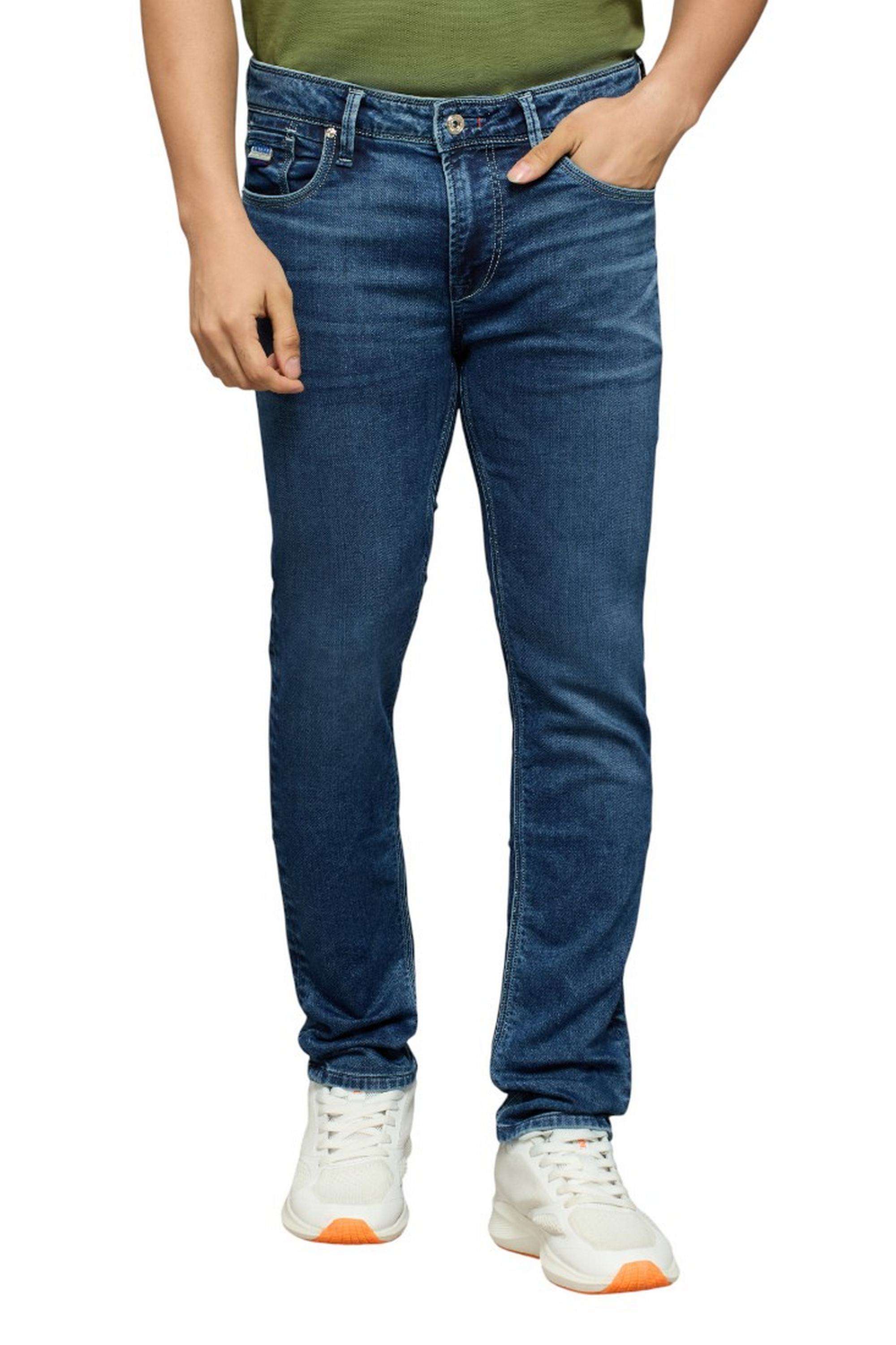 Solid-Polyester-Cotton-Slim-Fit-Men-s-Jeans
