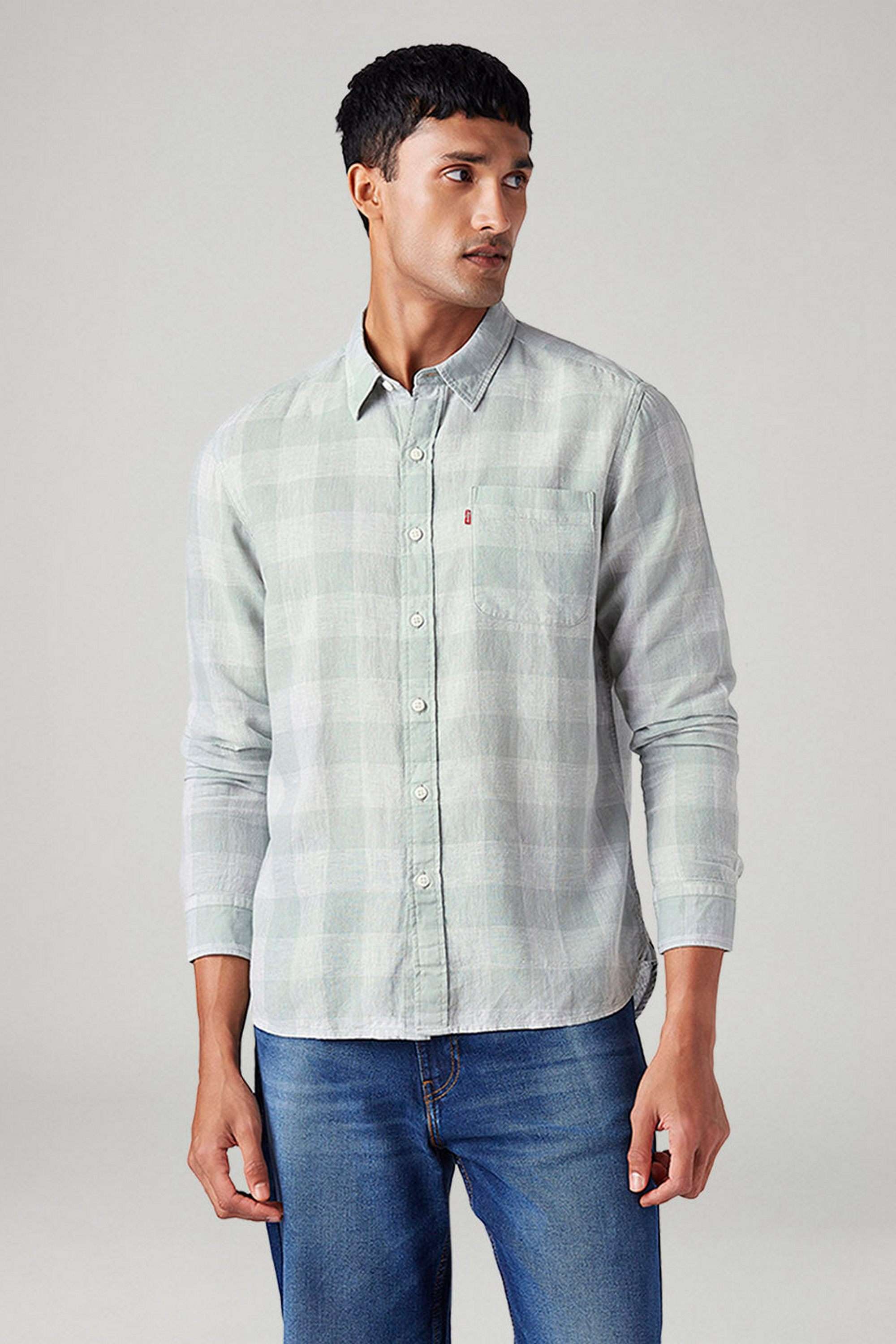 Checks-Linen-Blend-Slim-Fit-Men-s-Casual-Wear-Shirt